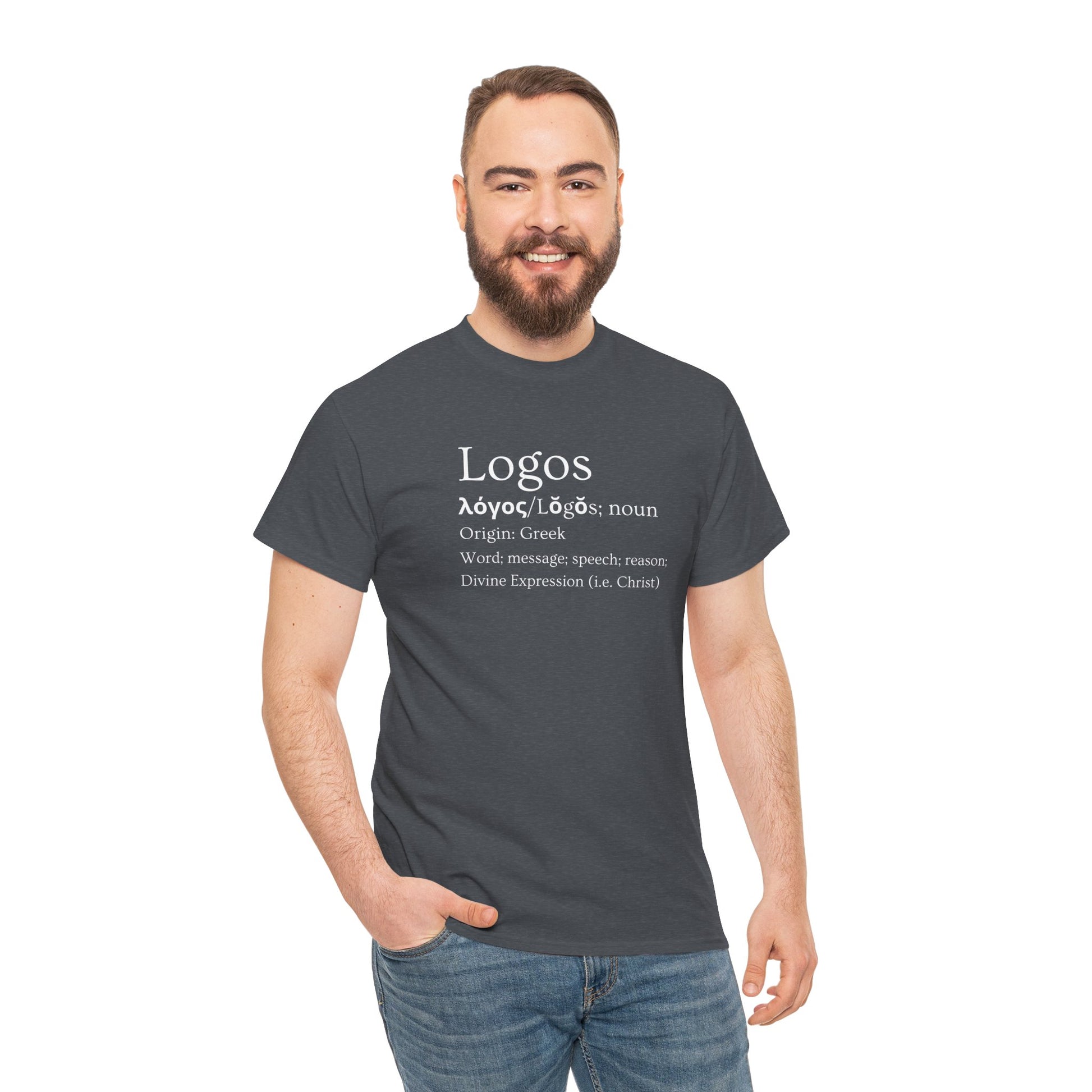 Logos definition shirt featuring a Greek-inspired design on a comfortable T-shirt
