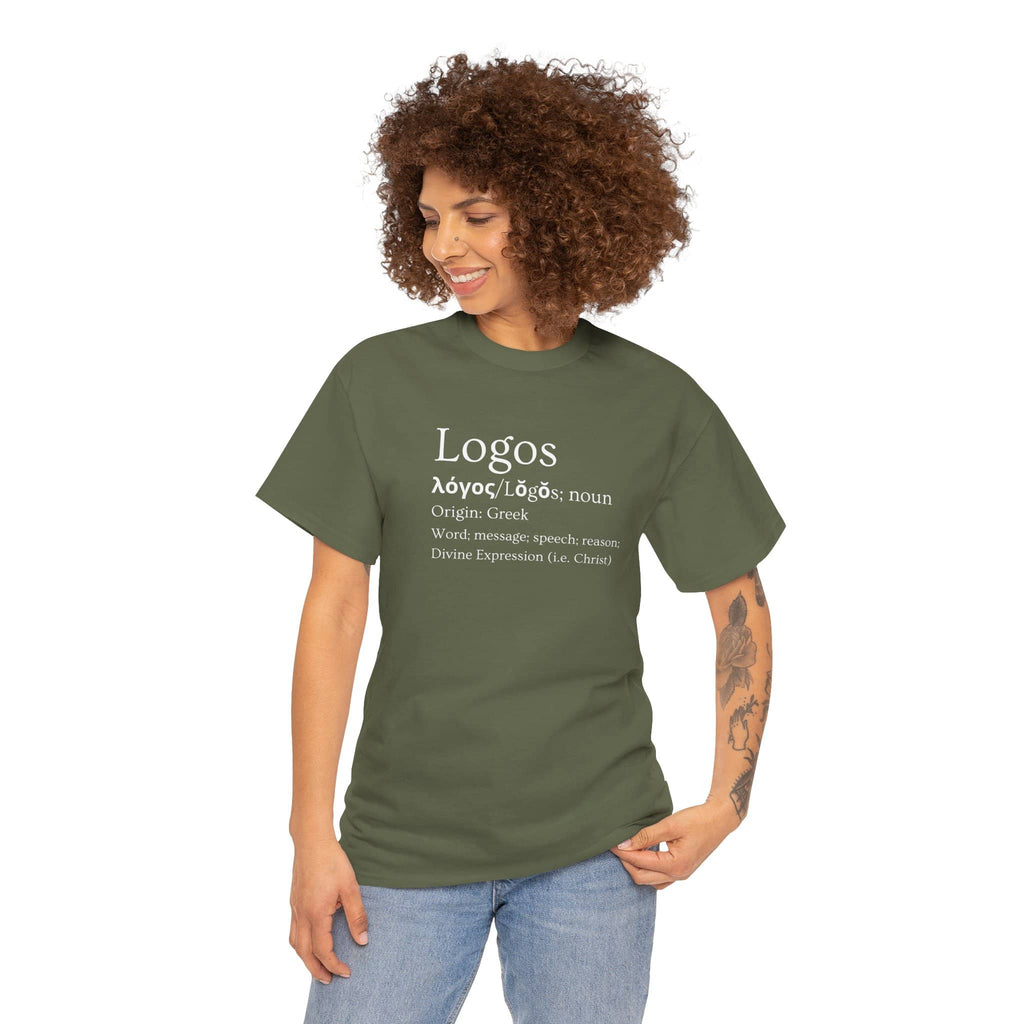 Green T-Shirt featuring Logos definition shirt with Greek origin and meaning for language enthusiasts