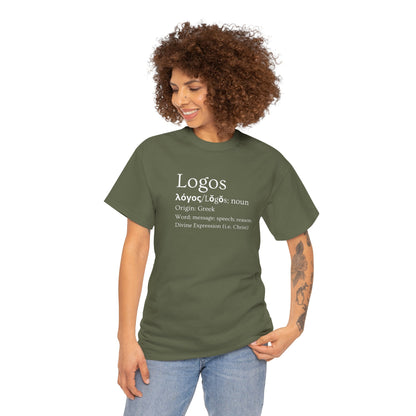 Green T-Shirt featuring Logos definition shirt with Greek origin and meaning for language enthusiasts