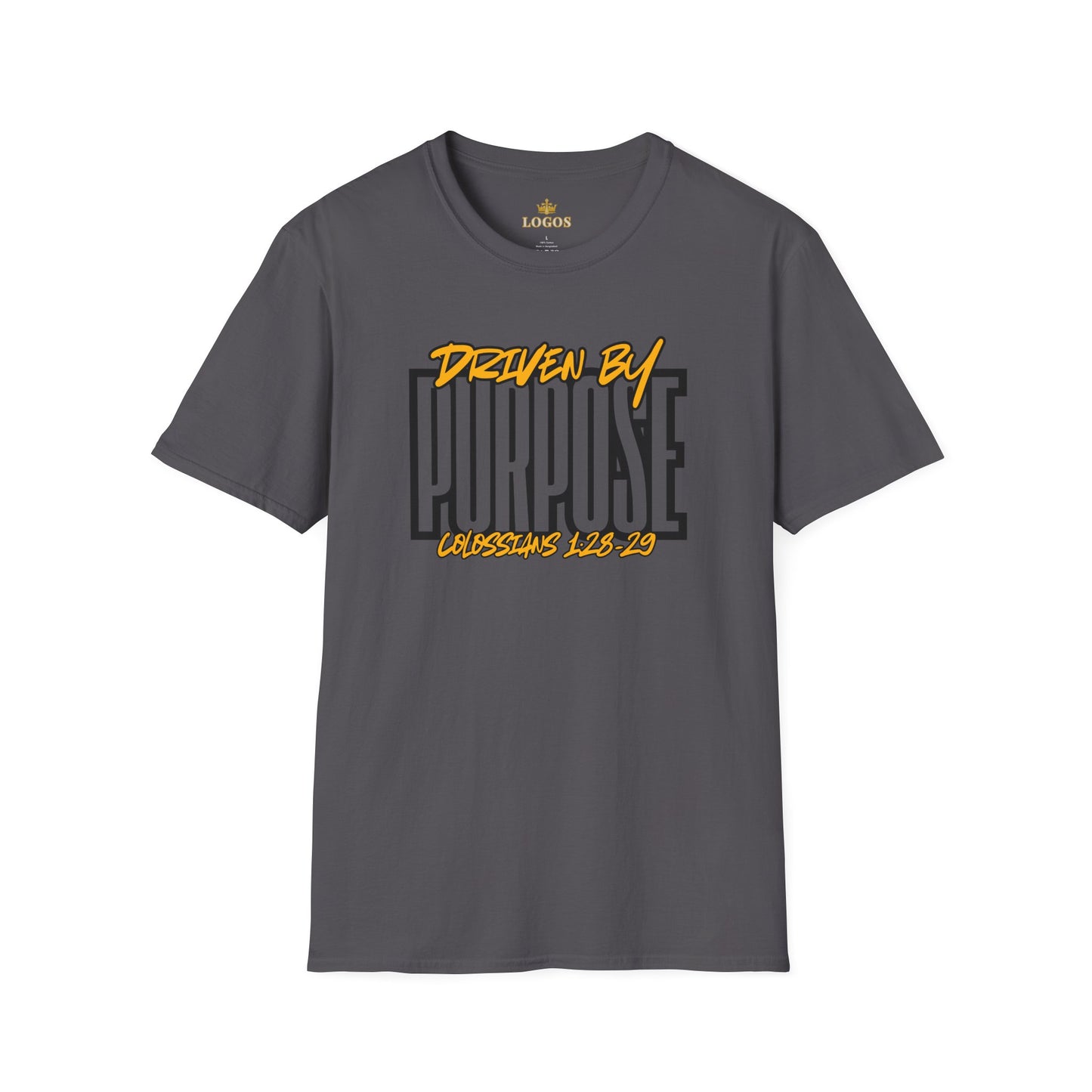 Front view of Charcoal gray Men's Driven by Purpose shirt