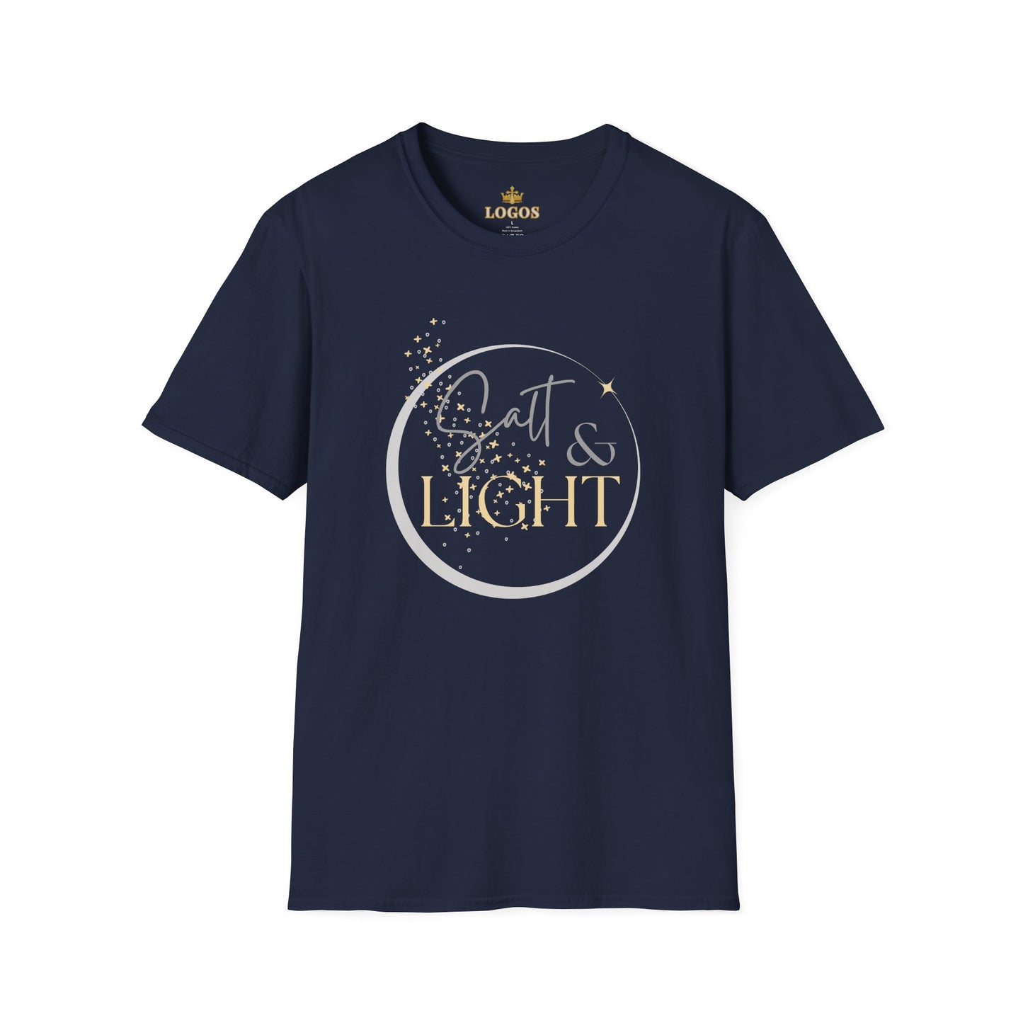 Navy Salt and Light Christian T-shirt for women featuring a stylish graphic design