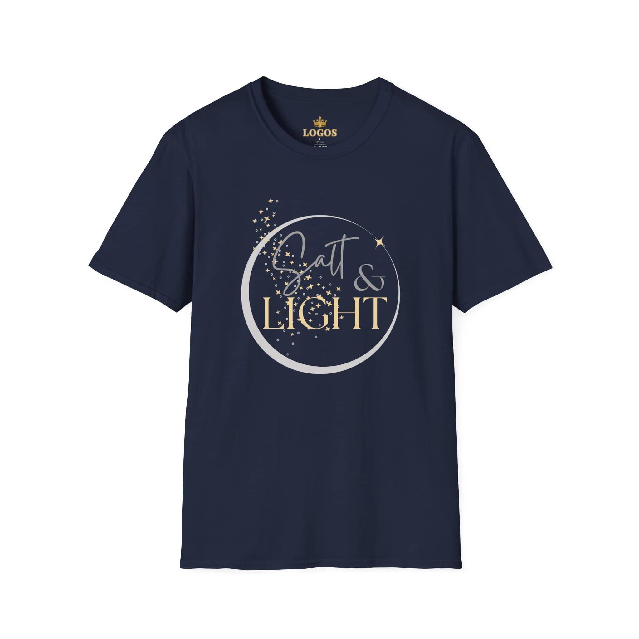 Navy Salt and Light Christian T-shirt for women featuring a stylish graphic design