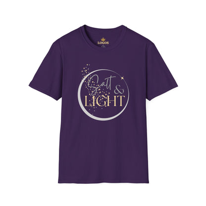 Salt and Light Christian T-shirt for women in purple with elegant graphic design