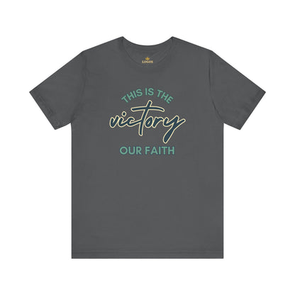 Logos charcoal This Is The Victory T-shirt with faith-themed graphic text design