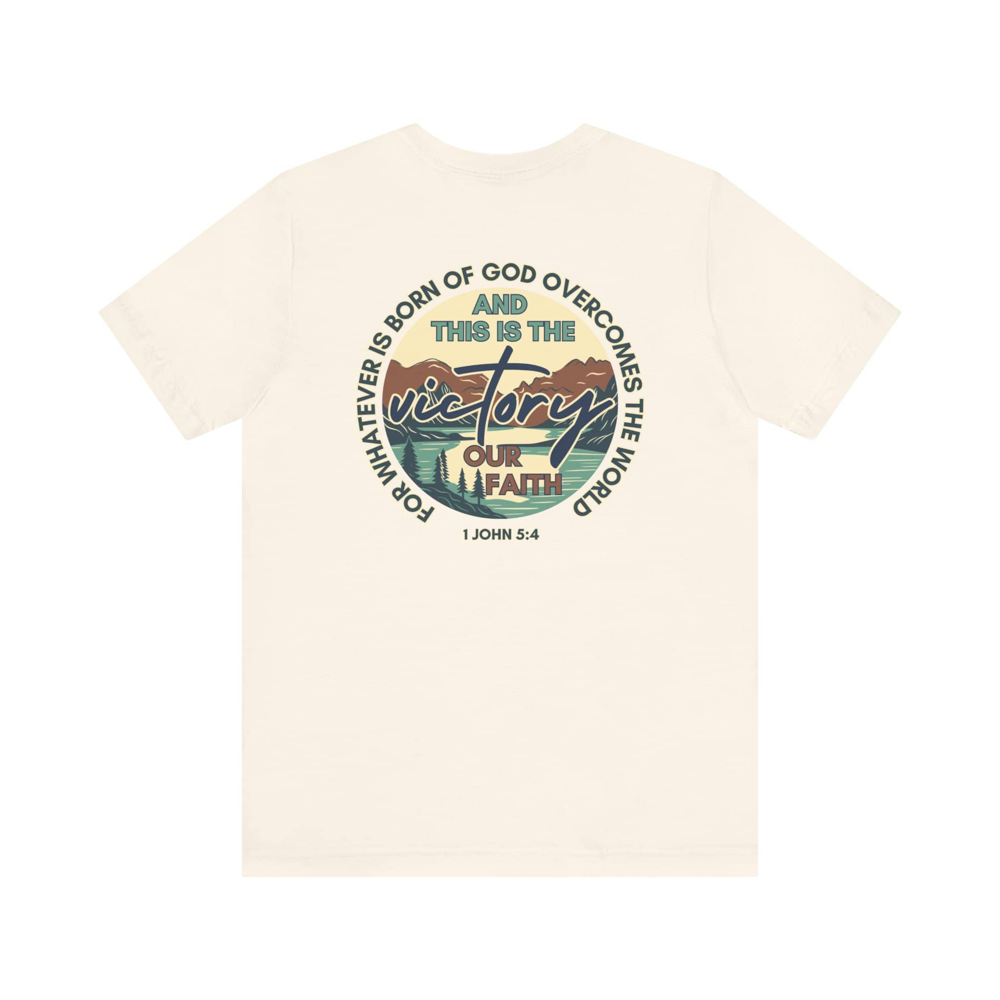 Logos This Is The Victory T-shirt with inspirational biblical text and graphic design on back