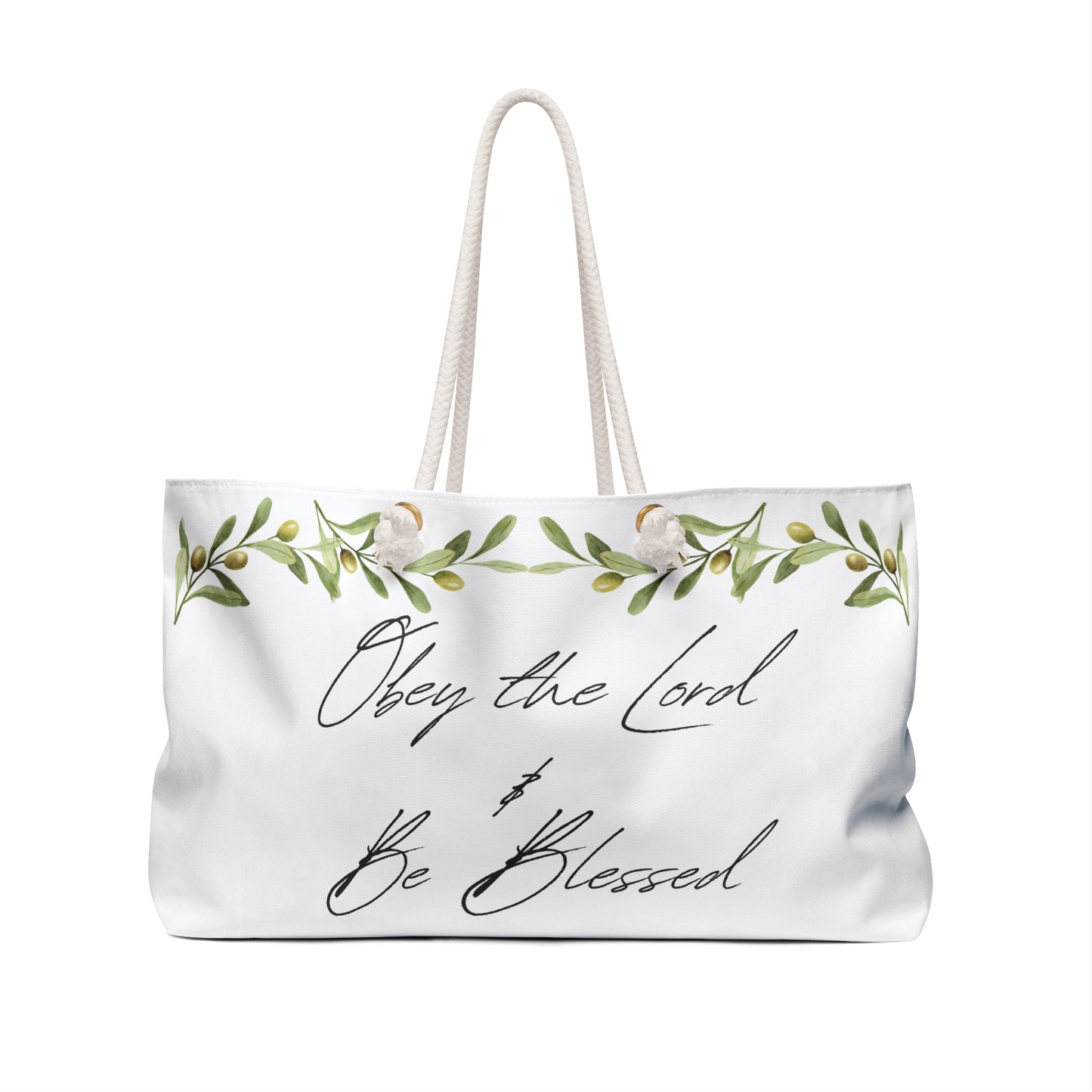 Obey and Be Blessed tote with floral design, perfect for everyday use and stylish outings