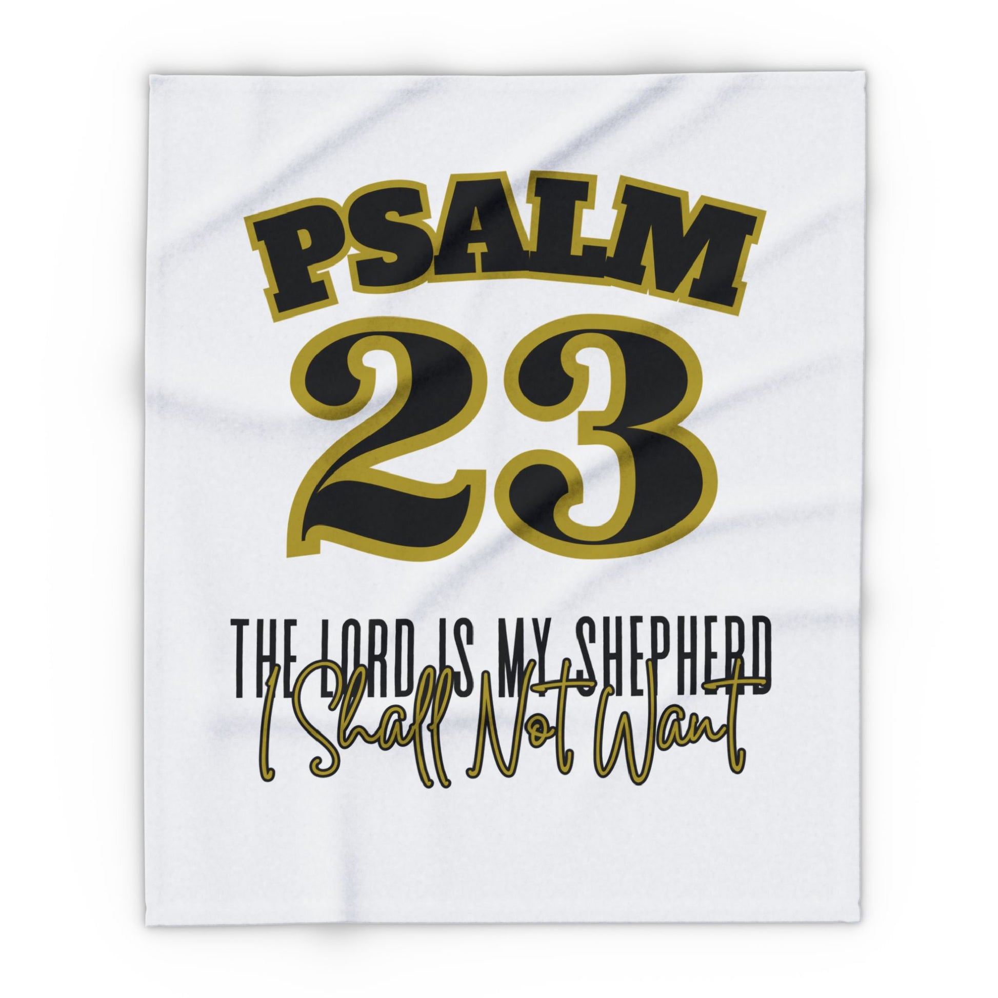 Psalm 23 fleece blanket featuring inspirational text and bold design for home decor