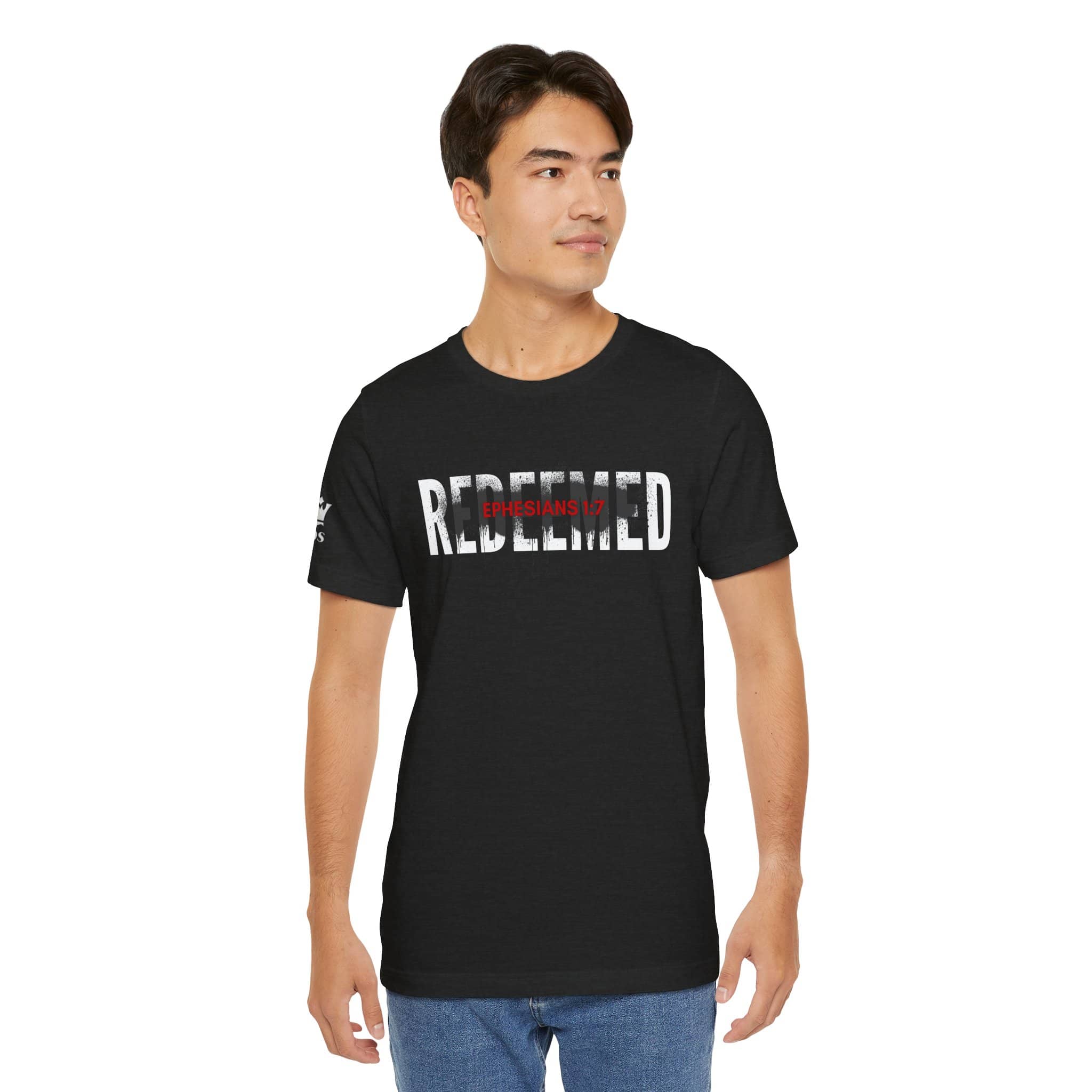 Black Redeemed t-shirt featuring a bold design with the word Redeemed across the front