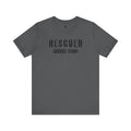 Gray Logos t shirt with Rescued Psalm 40:2 Christian graphic t shirt design
