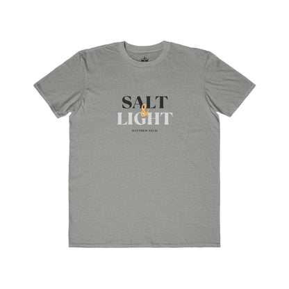 Gray Salt & Light scripture shirt featuring Matthew 5:14 graphic design