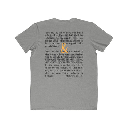 Gray Salt & Light scripture shirt featuring Matthew 5:13-16 inspirational quote