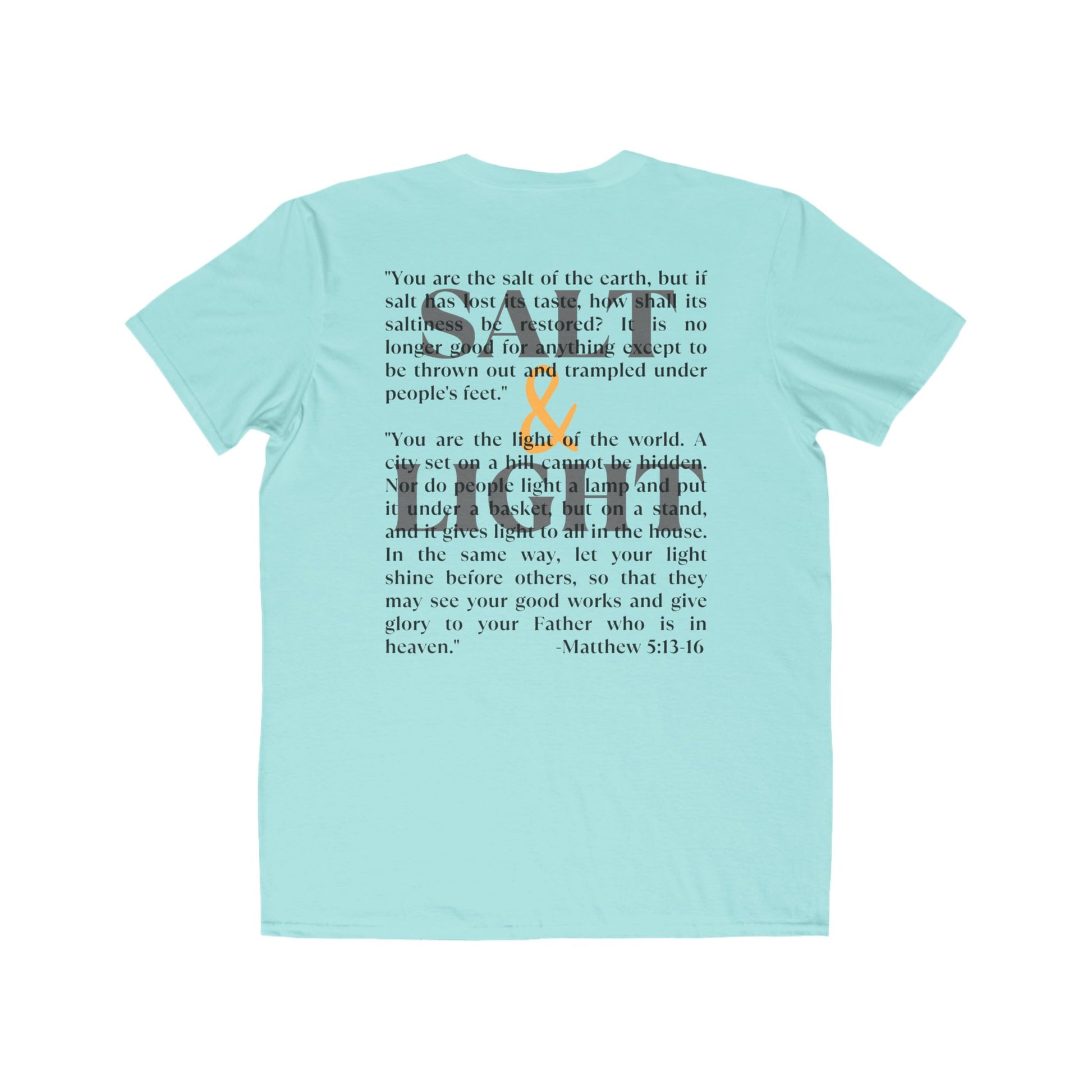 Mint Green Salt & Light scripture shirt featuring Matthew 5:13-16 inspirational design