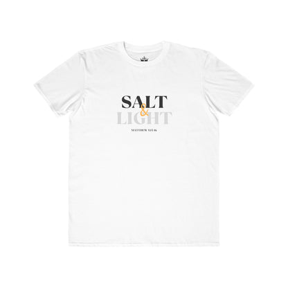 White Salt & Light scripture shirt featuring the verse from Matthew 5:14 for inspiration