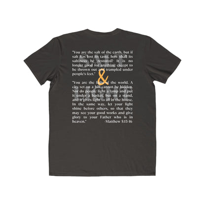Salt and Light scripture t-shirt featuring Matthew 5:13-16 design on a dark fabric