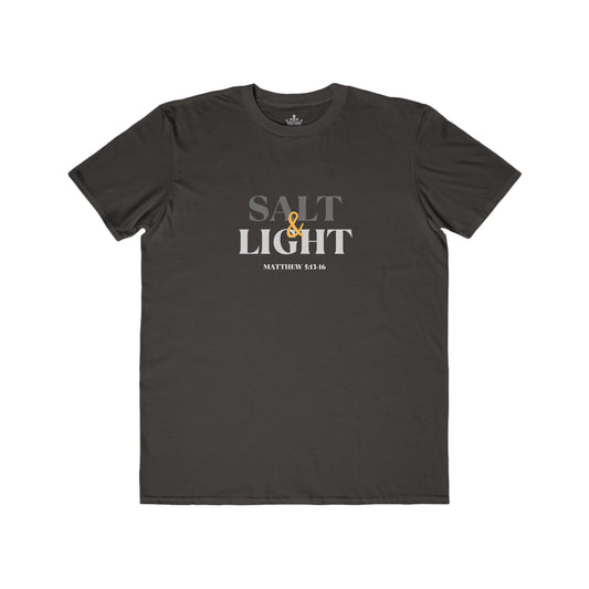 Salt and Light scripture t-shirt in dark gray featuring Matthew 5:16 inspired design