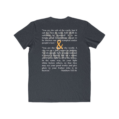 Salt and Light scripture t-shirt featuring Matthew 5:13-16 printed on a dark fabric