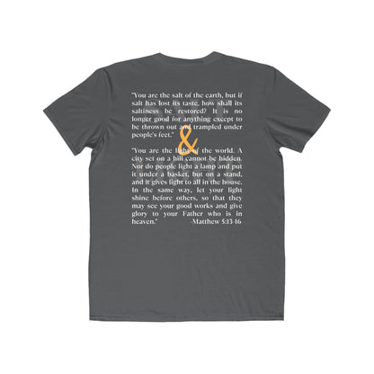 Salt and Light scripture t-shirt with inspirational text on a gray background for casual wear