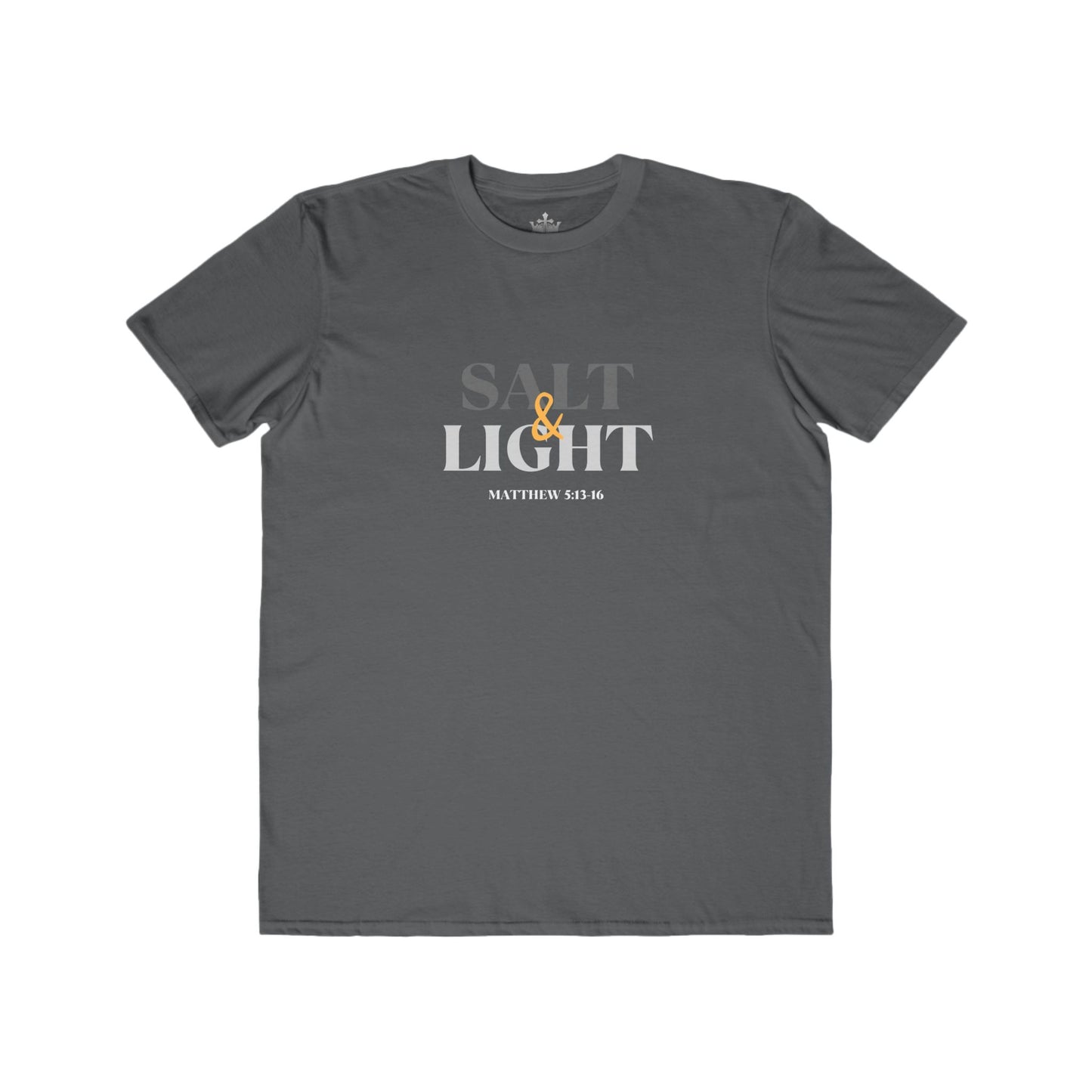 Salt and Light scripture t-shirt in gray featuring Matthew 5:16 design