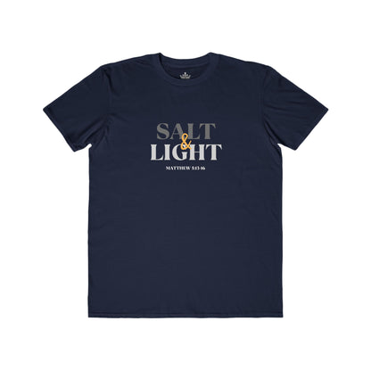 Salt and Light scripture t-shirt in navy featuring Matthew 5:13-16 design