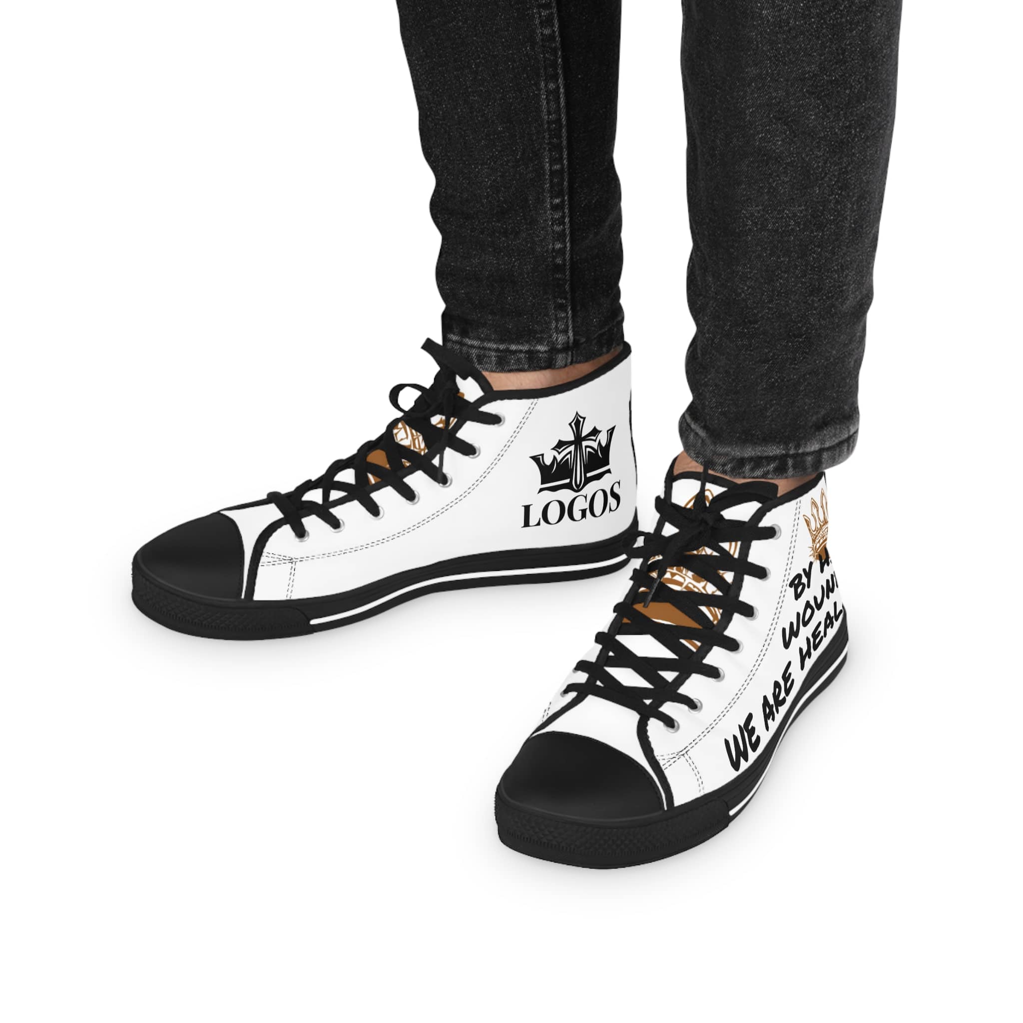 Stylish Scripture design sneakers with unique text and logo, perfect for everyday wear