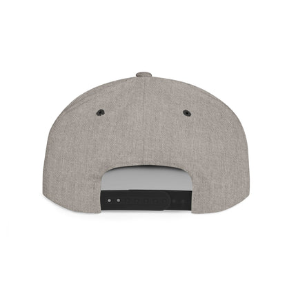 Back view of a gray Scripture inspired snapback hat with adjustable strap for casual wear
