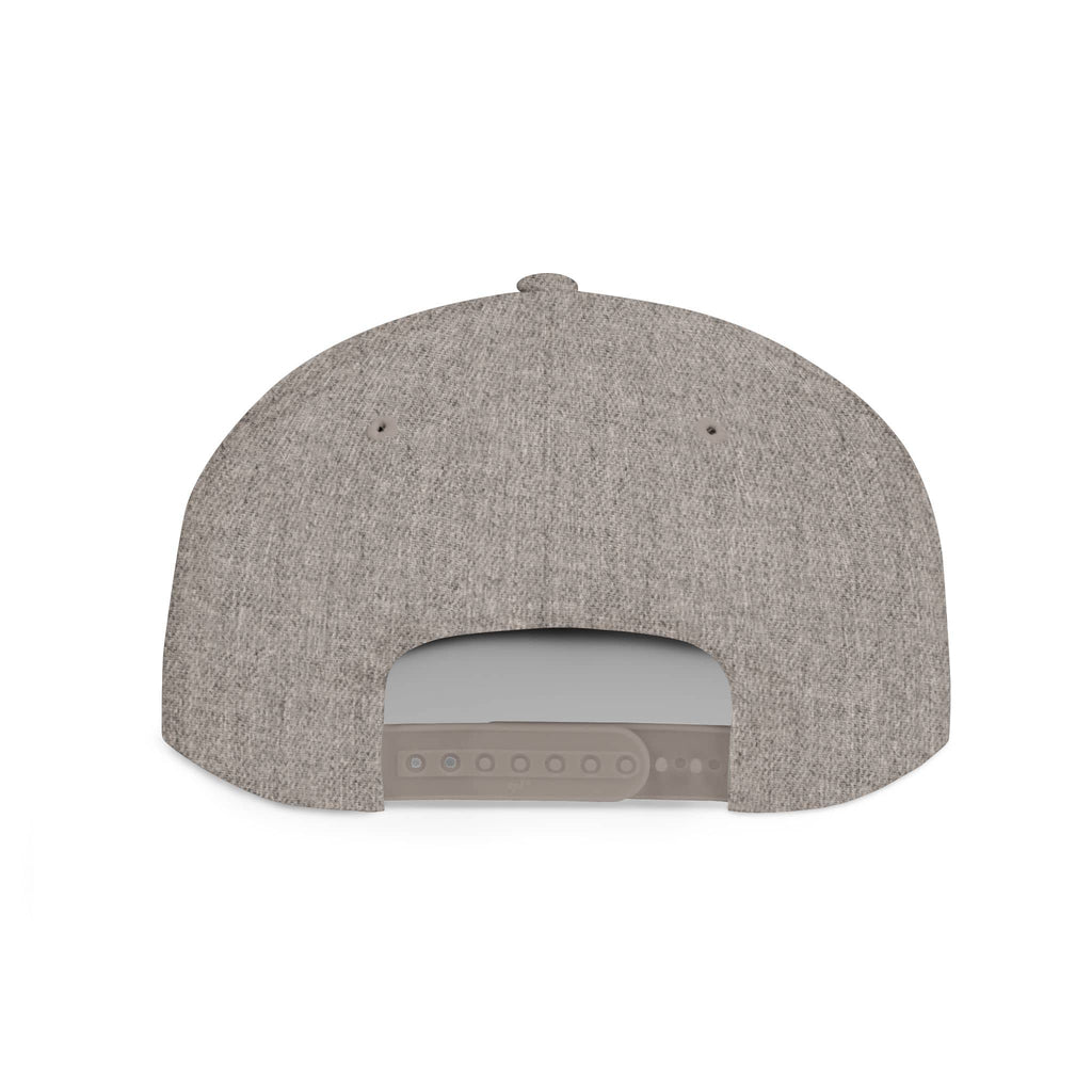 Back view of the Scripture inspired snapback hat in gray, featuring a classic fit with adjustable strap