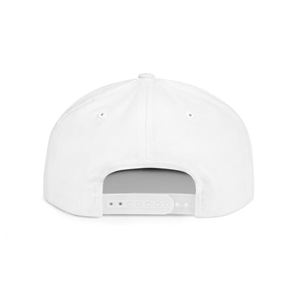 Back view of a blank white Scripture inspired snapback hat with adjustable strap
