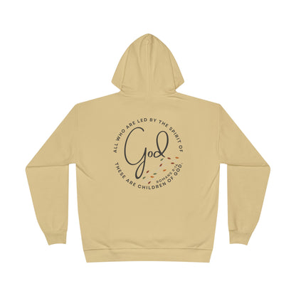 Beige Spirit Lead Me hoodie with God quote and circular scripture design on the back