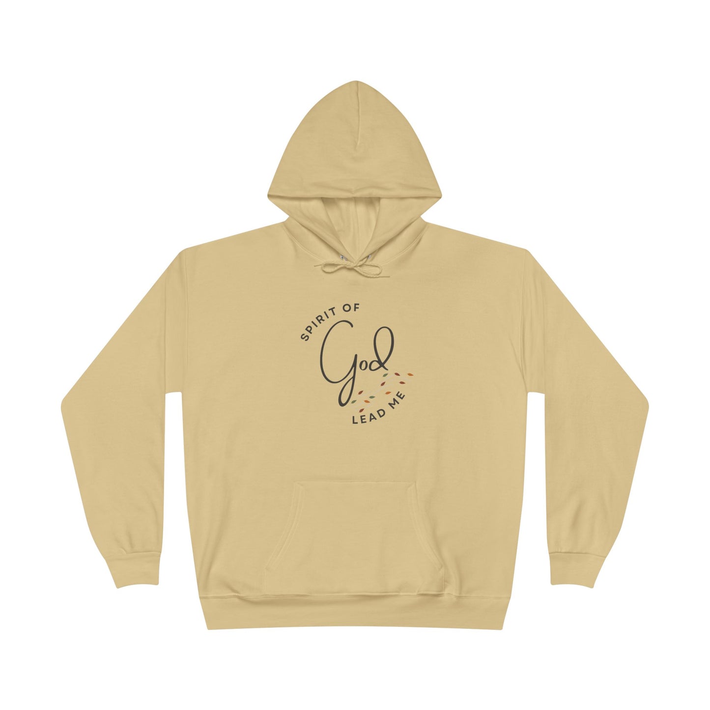 Spirit Lead Me hoodie in beige with God inspired text design and front pocket