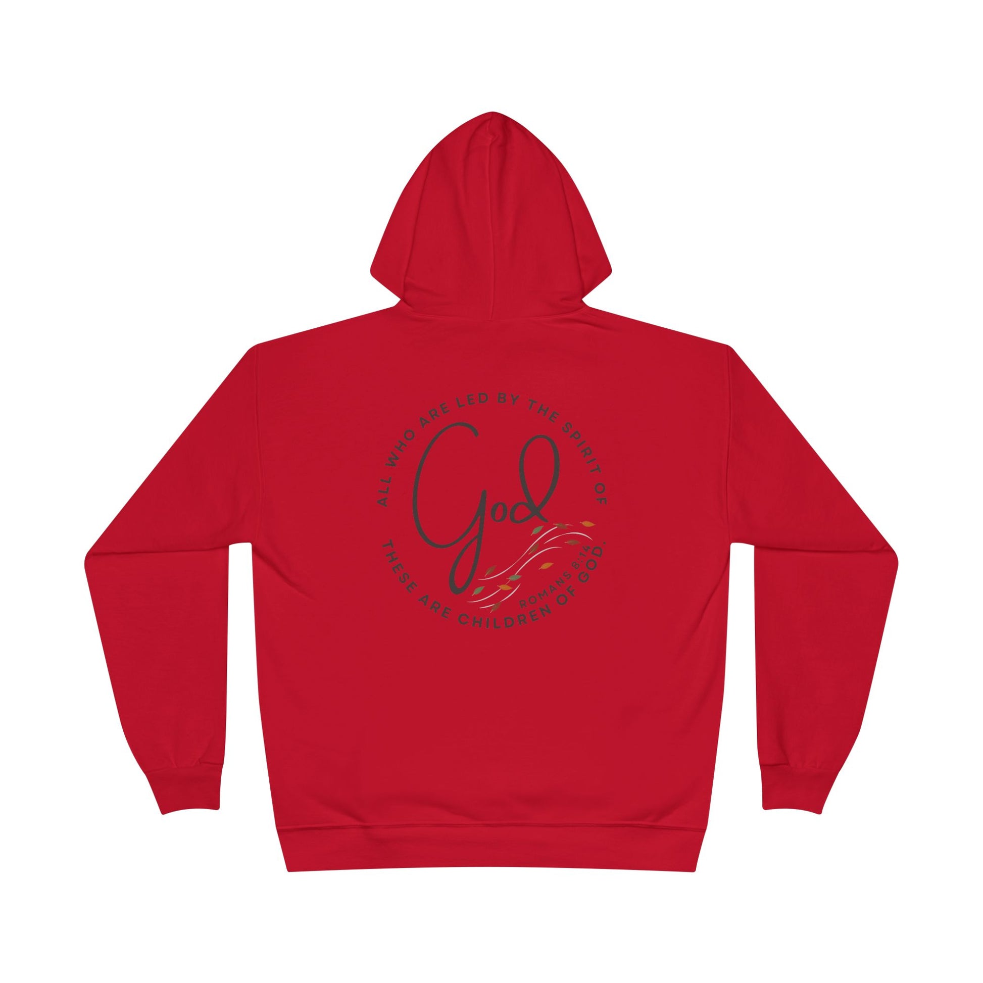 Red Spirit Lead Me hoodie with God and scripture design on the back from Logos Co.