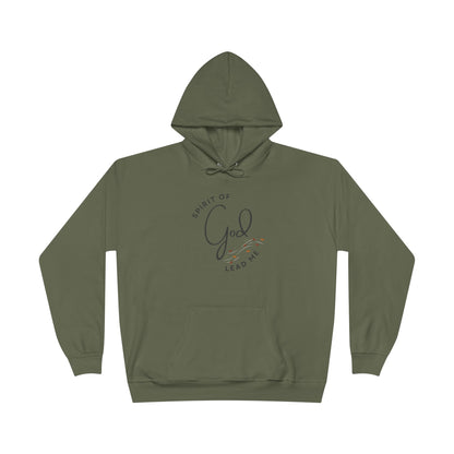 Olive green Spirit Lead Me hoodie with front pocket and drawstring hood from Logos 