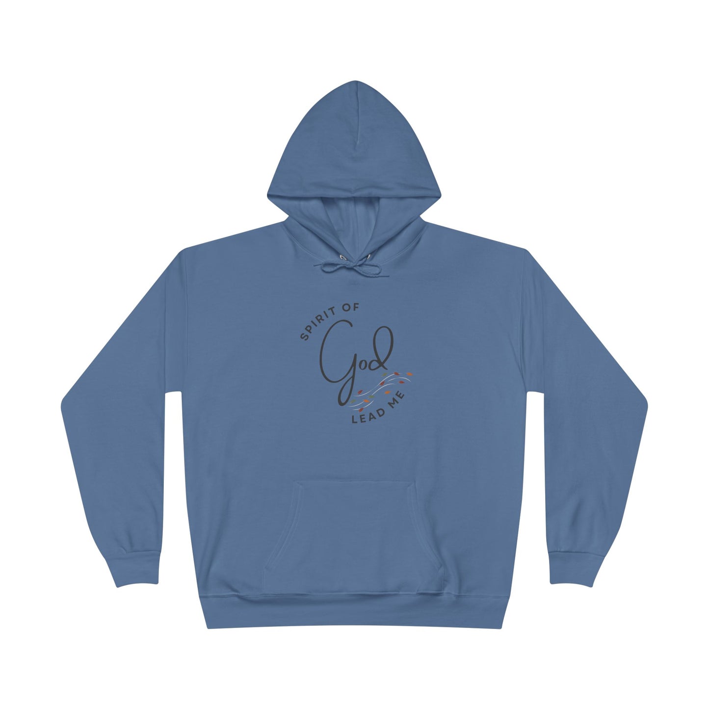 Blue Spirit Lead Me hoodie with front pocket and adjustable drawstring hood from Logos Co.
