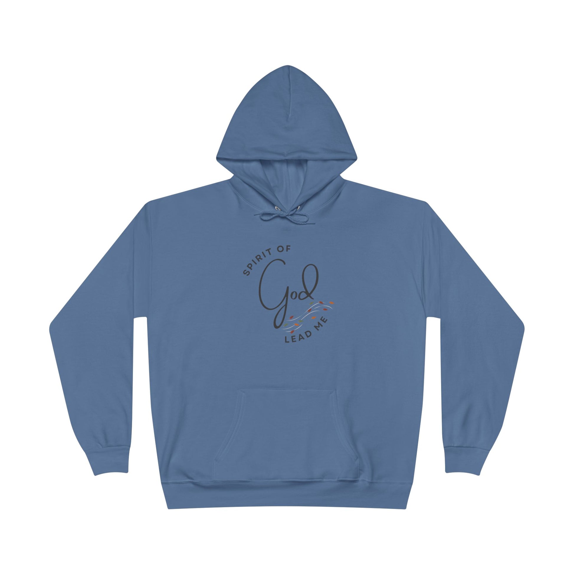 Blue Spirit Lead Me hoodie with front pocket and adjustable drawstring hood from Logos Co.