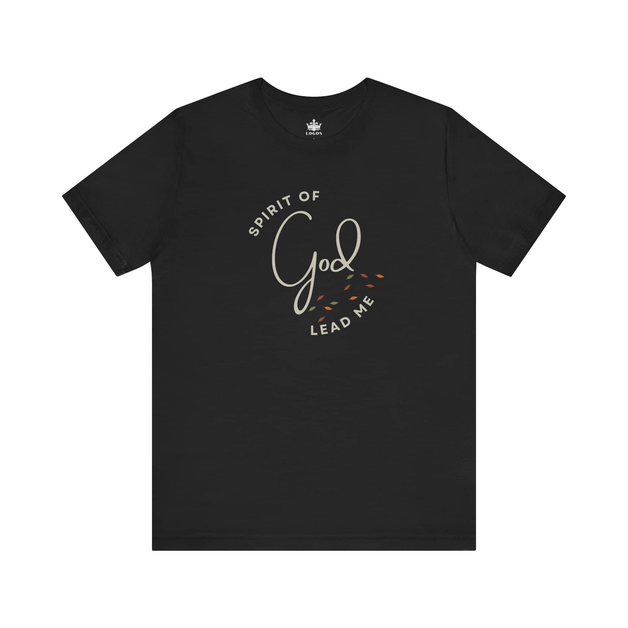 Black Spirit Lead Me shirt with God script and decorative elements from Logos