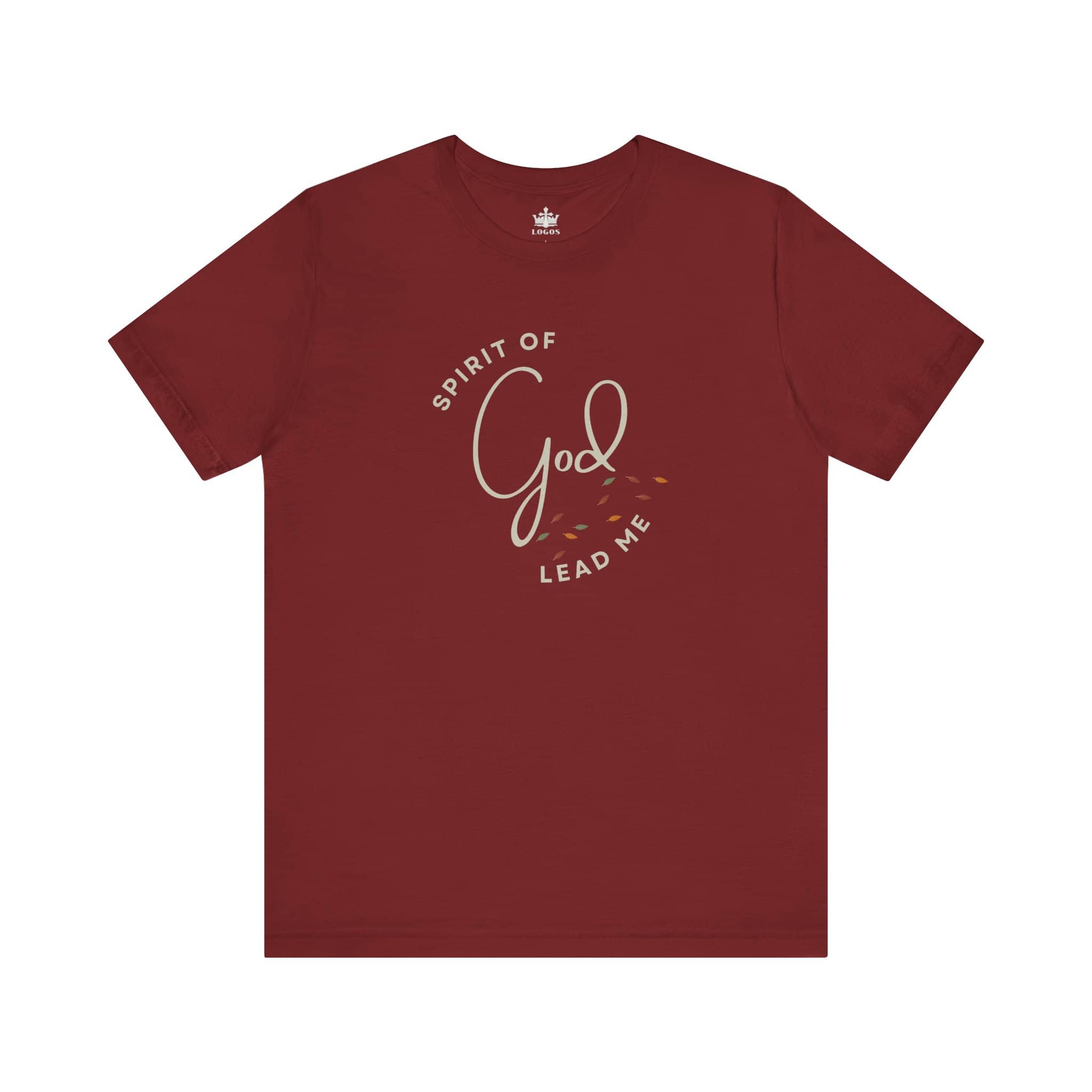 Cardinal red Spirit Lead Me shirt with Spirit of God text printed on front by Logos