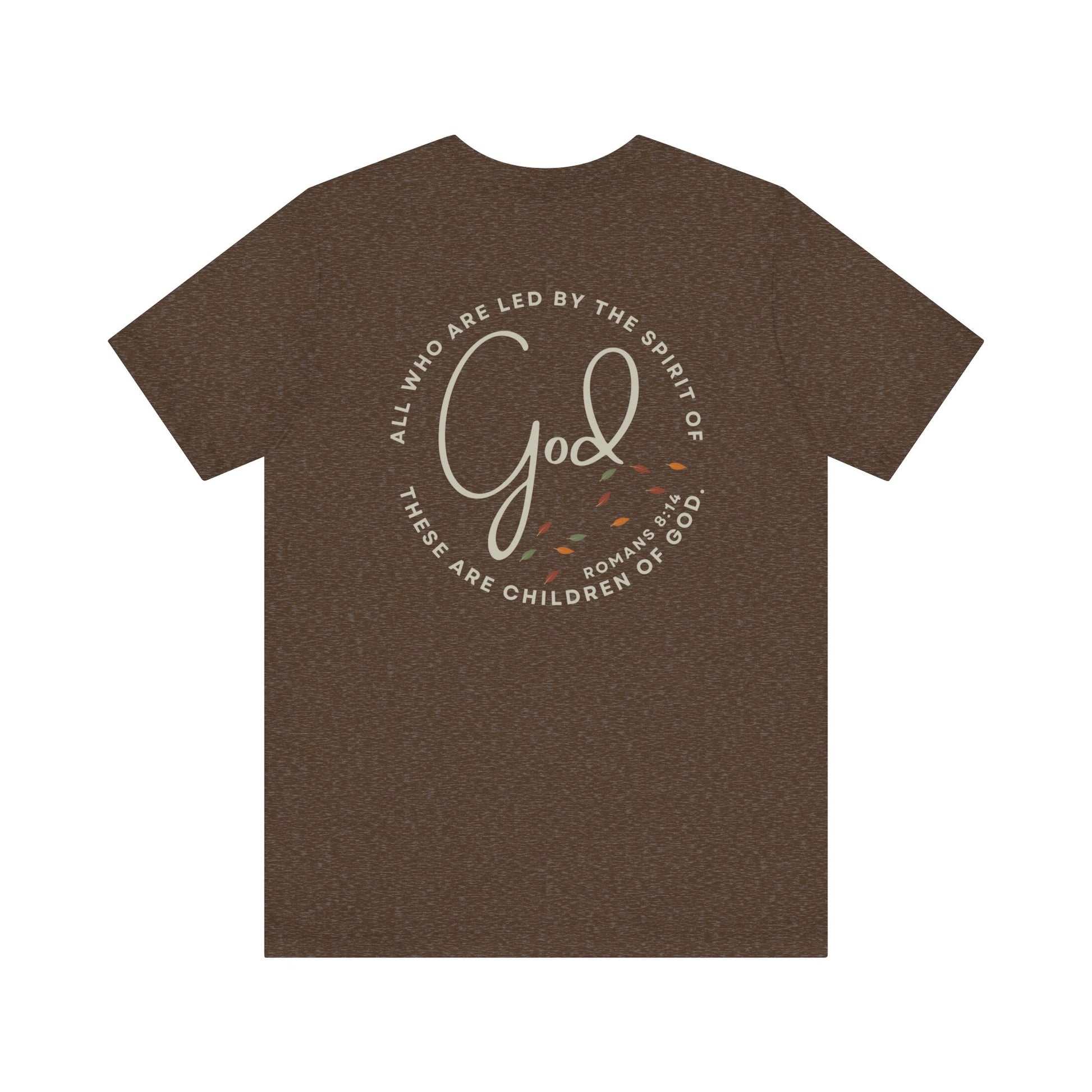 Logos heather brown Spirit Lead Me shirt with God text and inspirational Bible verse design