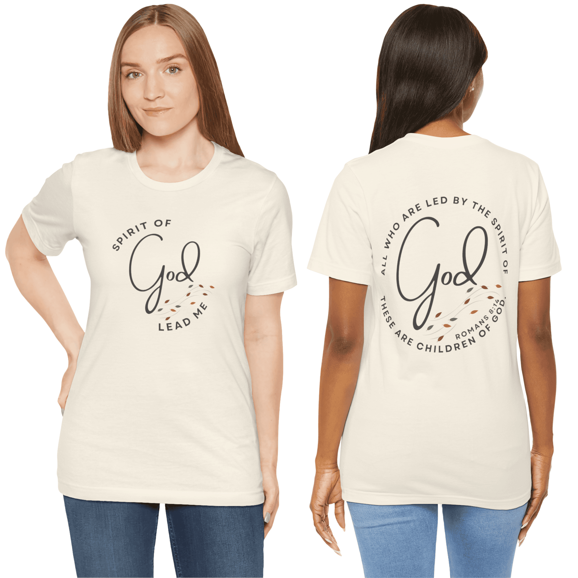 Spirit Lead Me shirt in soft beige with front and back scripture design