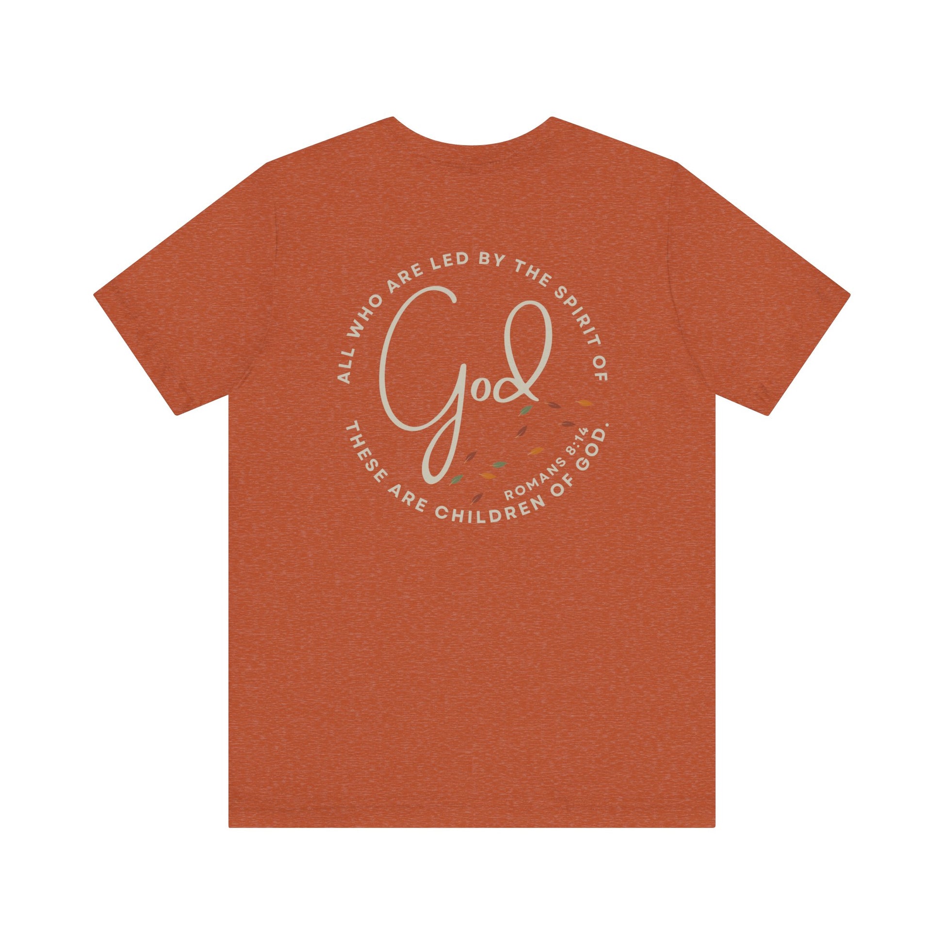 Logos Spirit Lead Me shirt in rust color with inspirational God scripture design on the back