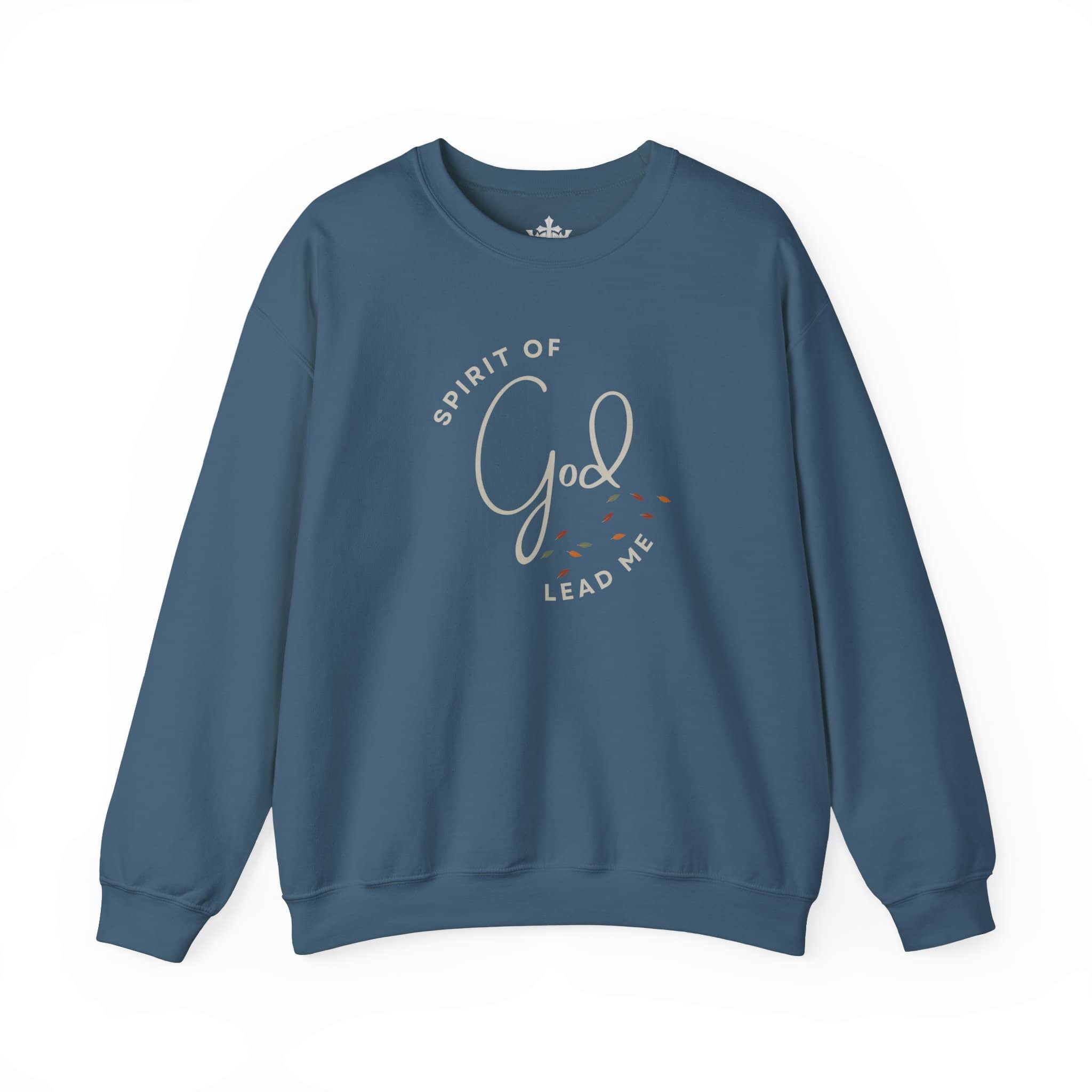 Blue Spirit Lead Me sweatshirt from Logos with Spirit of God text on the front and a comfortable fit