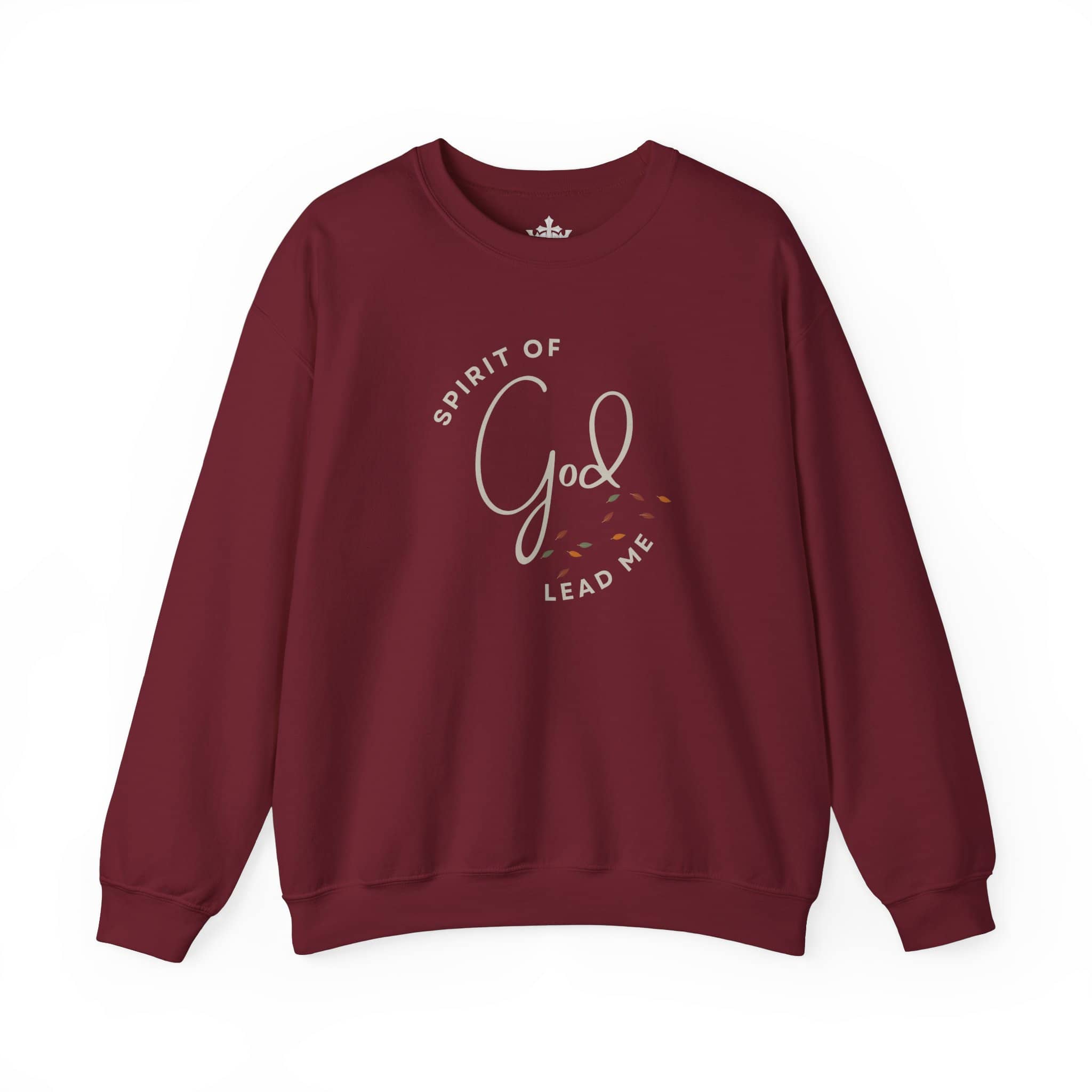 Maroon Spirit Lead Me sweatshirt with God-themed graphic design and comfortable fit from Logos Co.