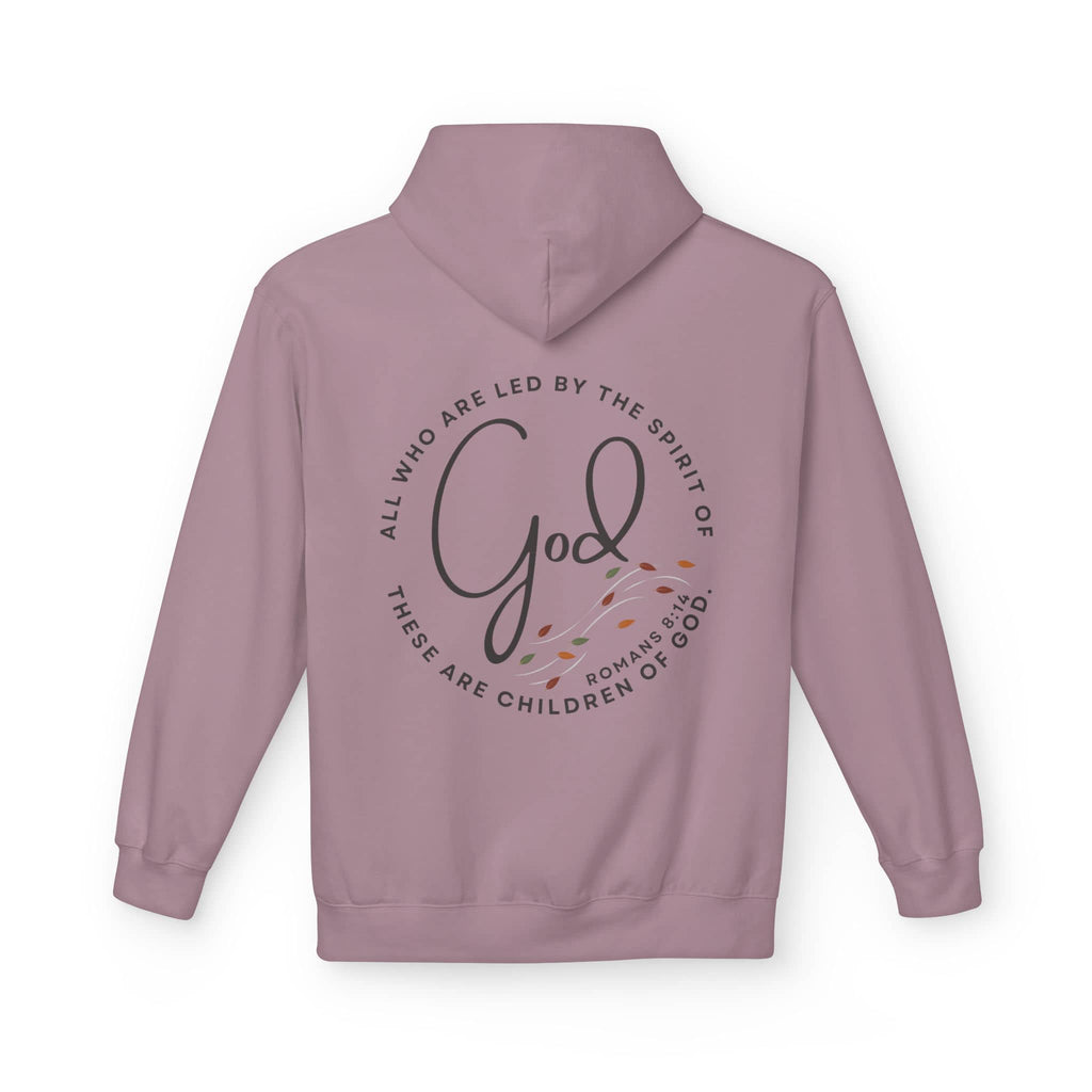 Spirit of God hoodie in mauve featuring inspirational text and a comfortable fit