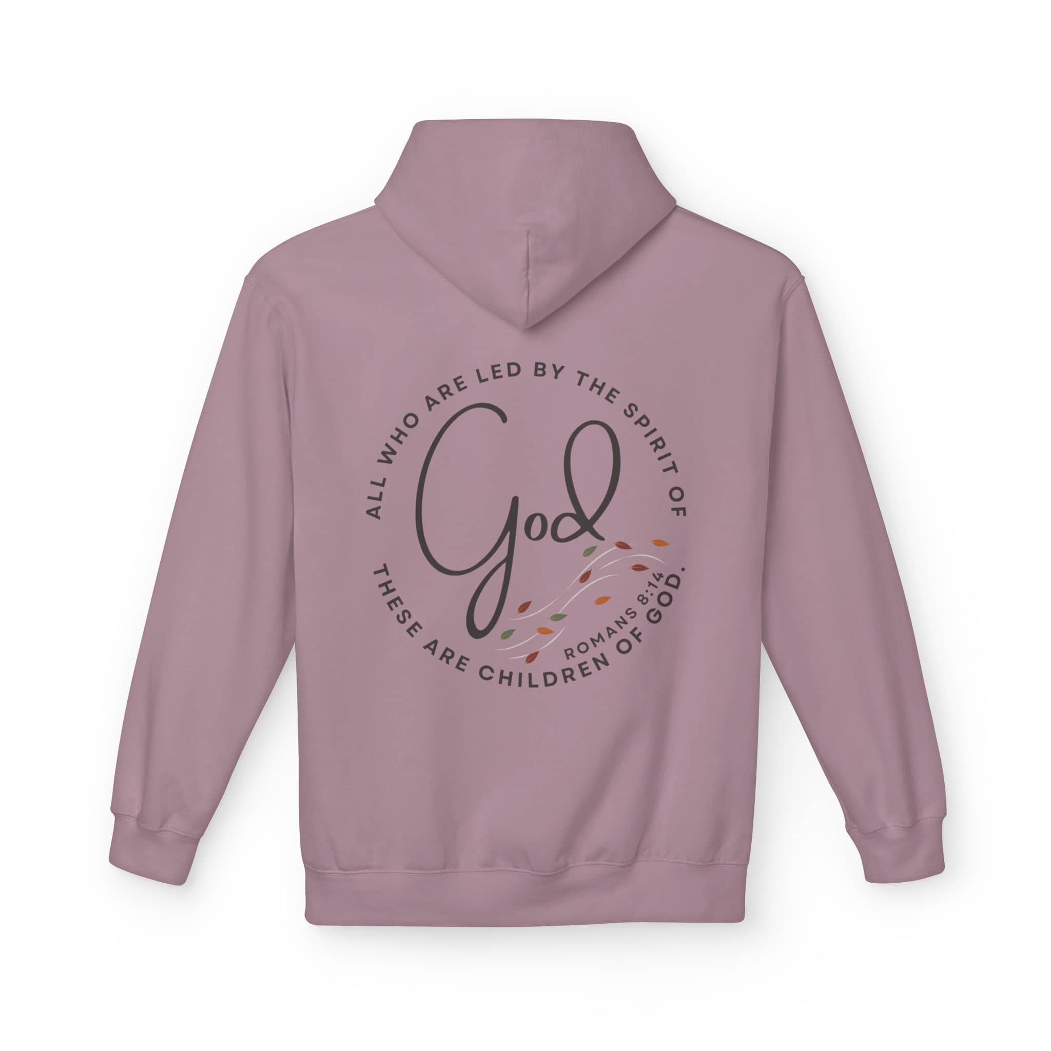 Spirit of God hoodie in mauve featuring inspirational text and a comfortable fit