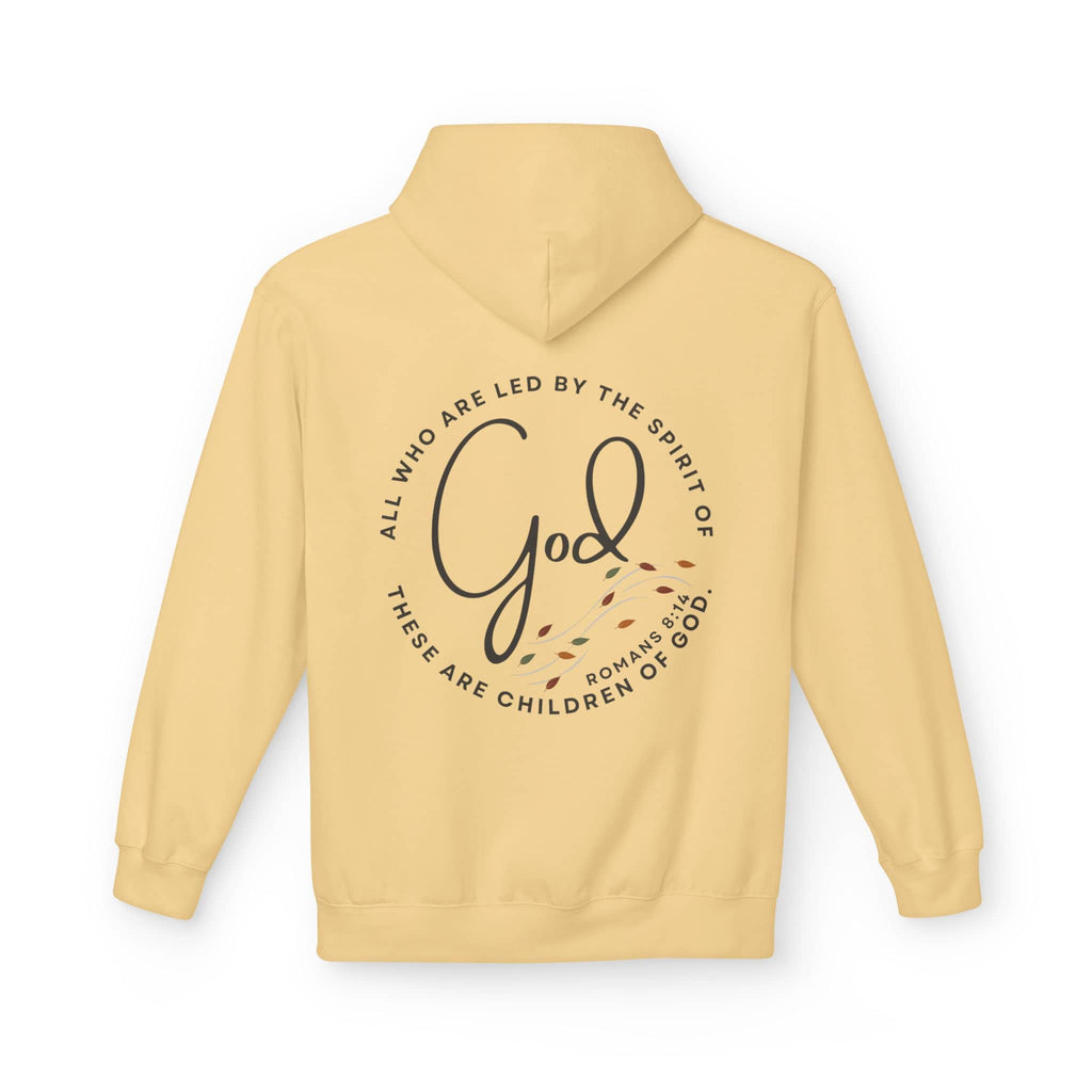 Spirit of God hoodie in yellow featuring inspirational quote on the back for a casual look