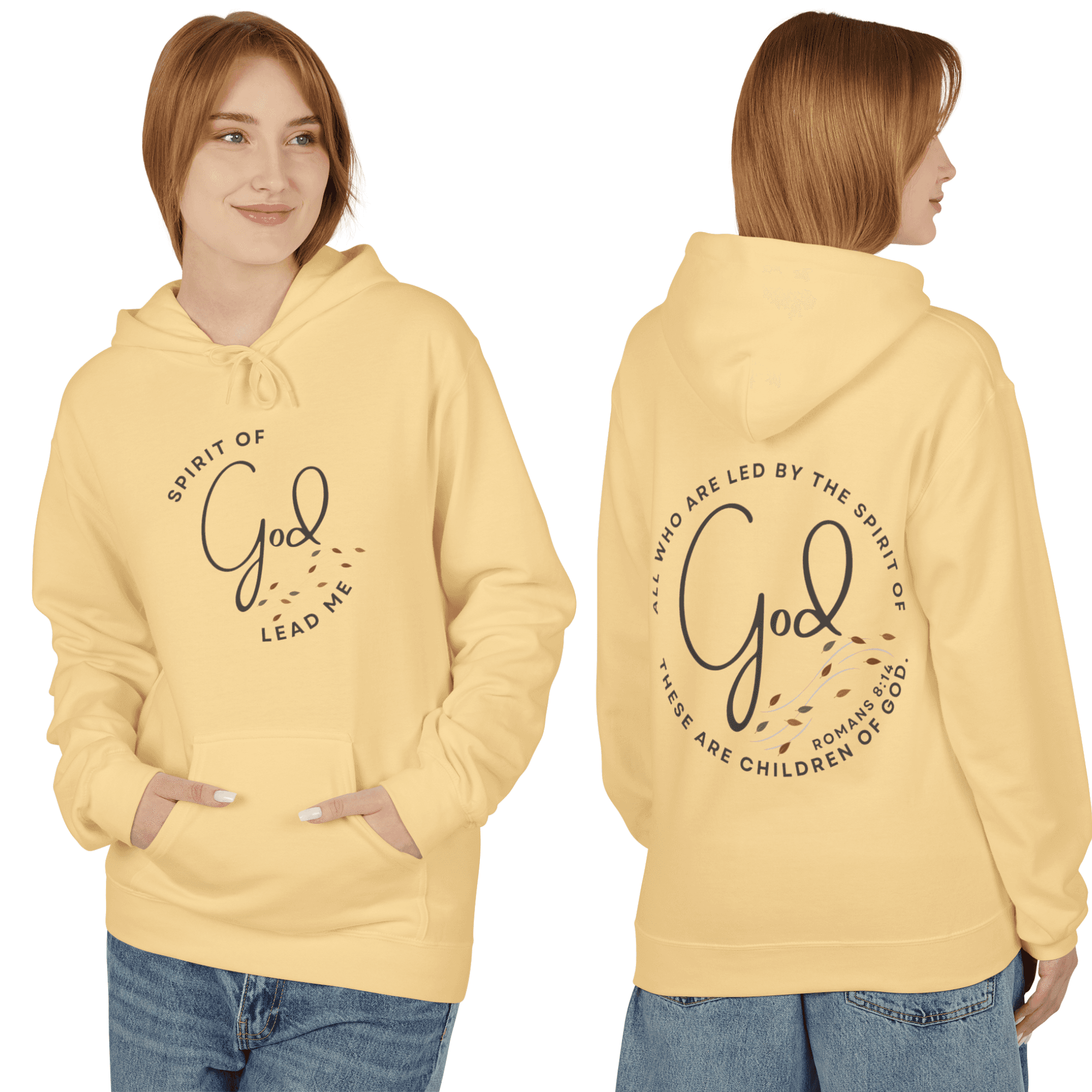 Spirit of God hoodie in yellow with inspirational text for a stylish and comfortable look