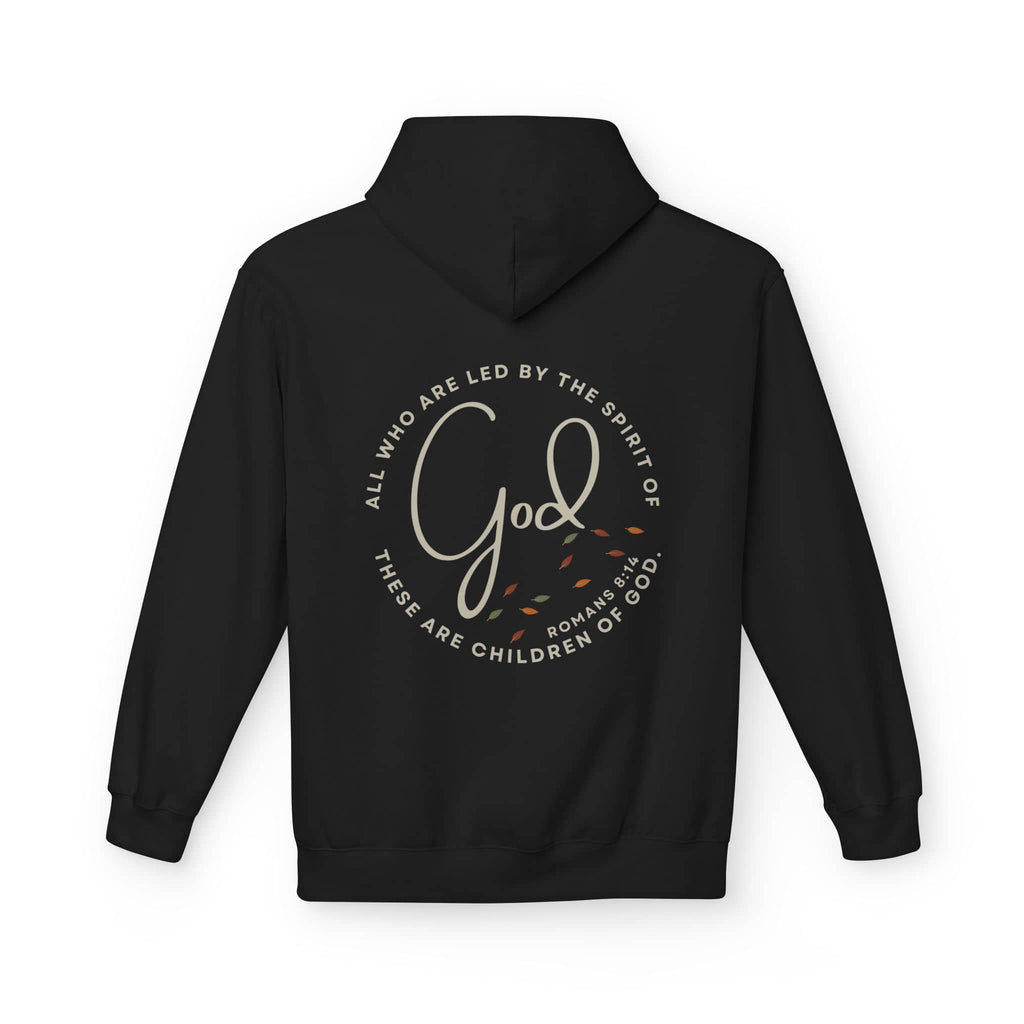 Black Spirit of God Lead Me sweatshirt featuring a scripture design on the back