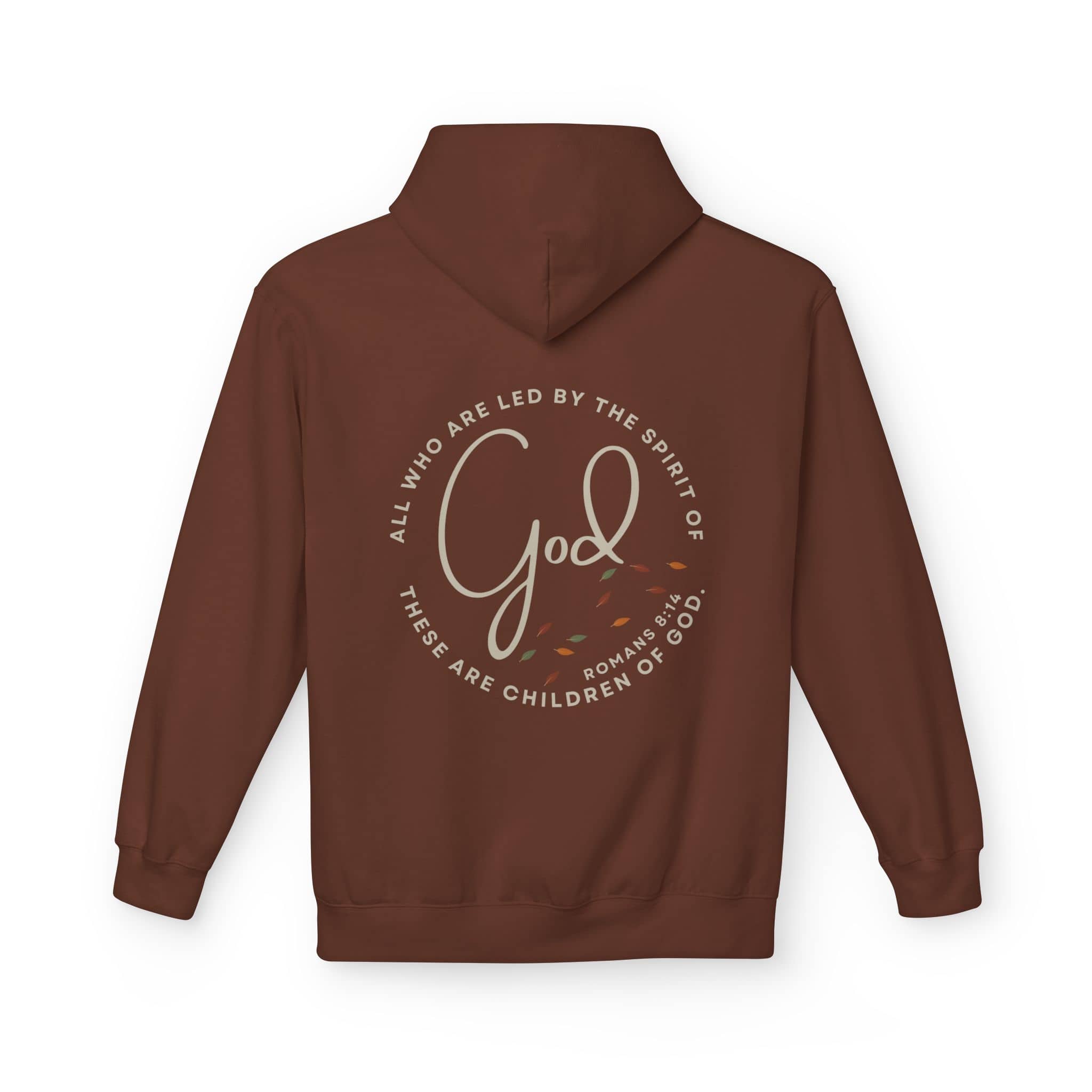 Spirit of God Lead Me sweatshirt in brown with inspirational quote design on the back