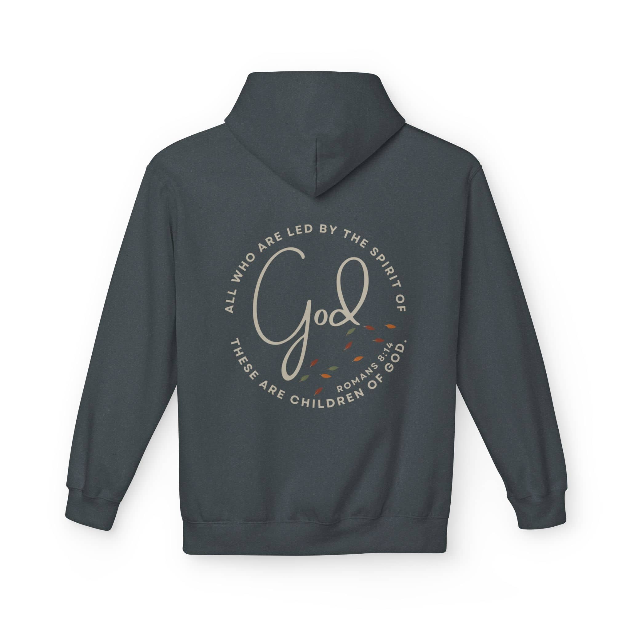 Spirit of God Lead Me sweatshirt in dark gray with inspirational text design on the back