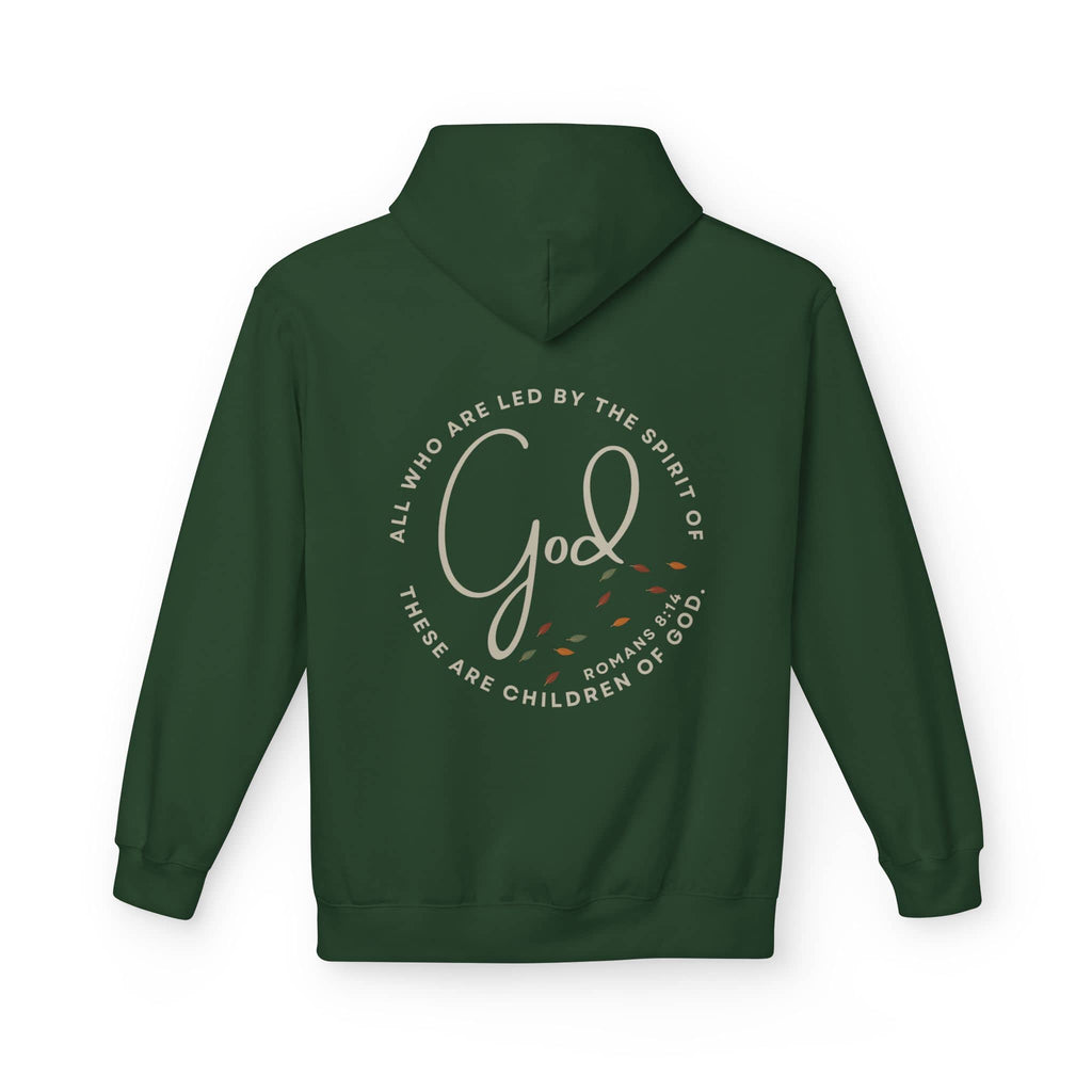 Spirit of God Lead Me sweatshirt in dark green with inspirational text and design on the back
