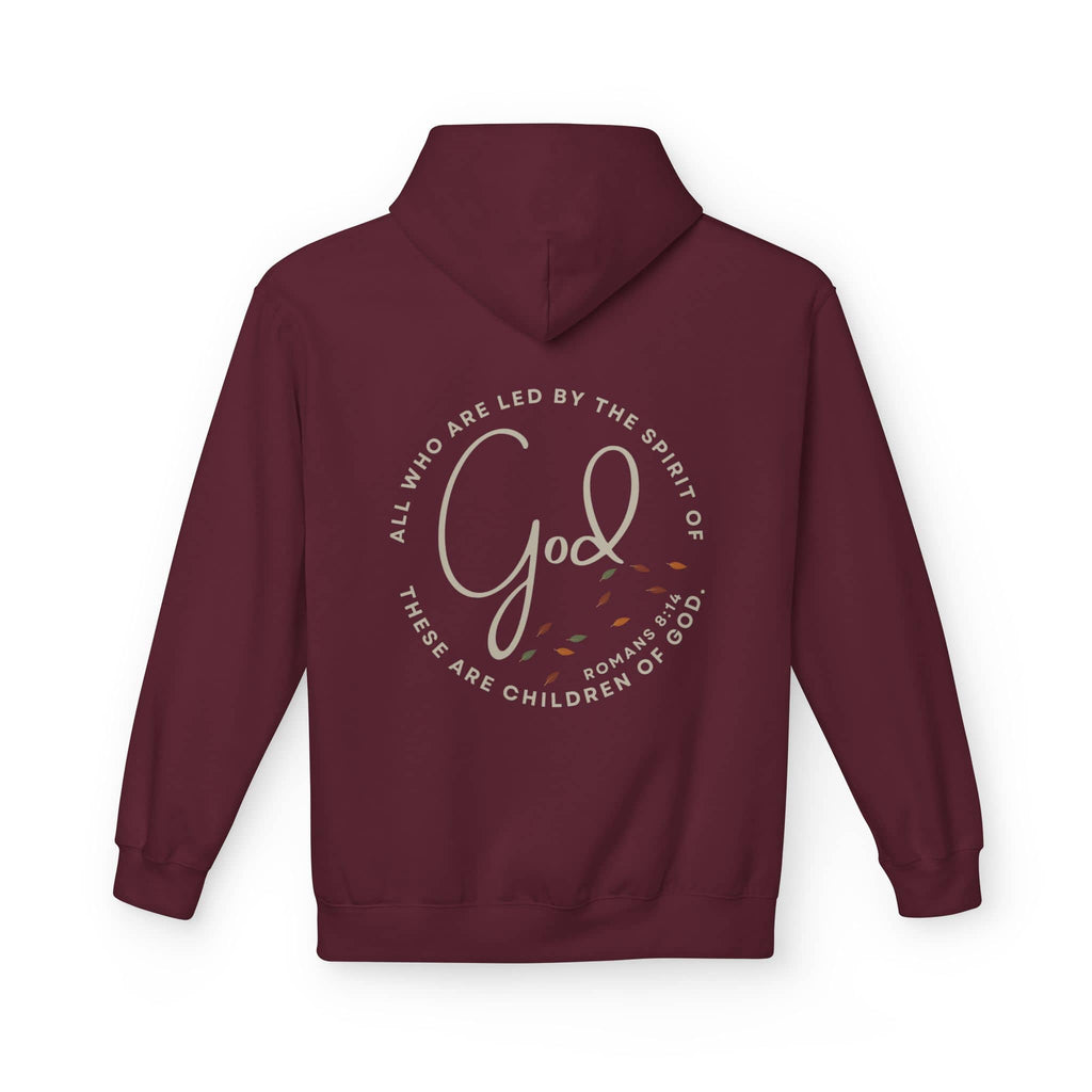 Spirit of God Lead Me sweatshirt in burgundy with inspirational quote on the back