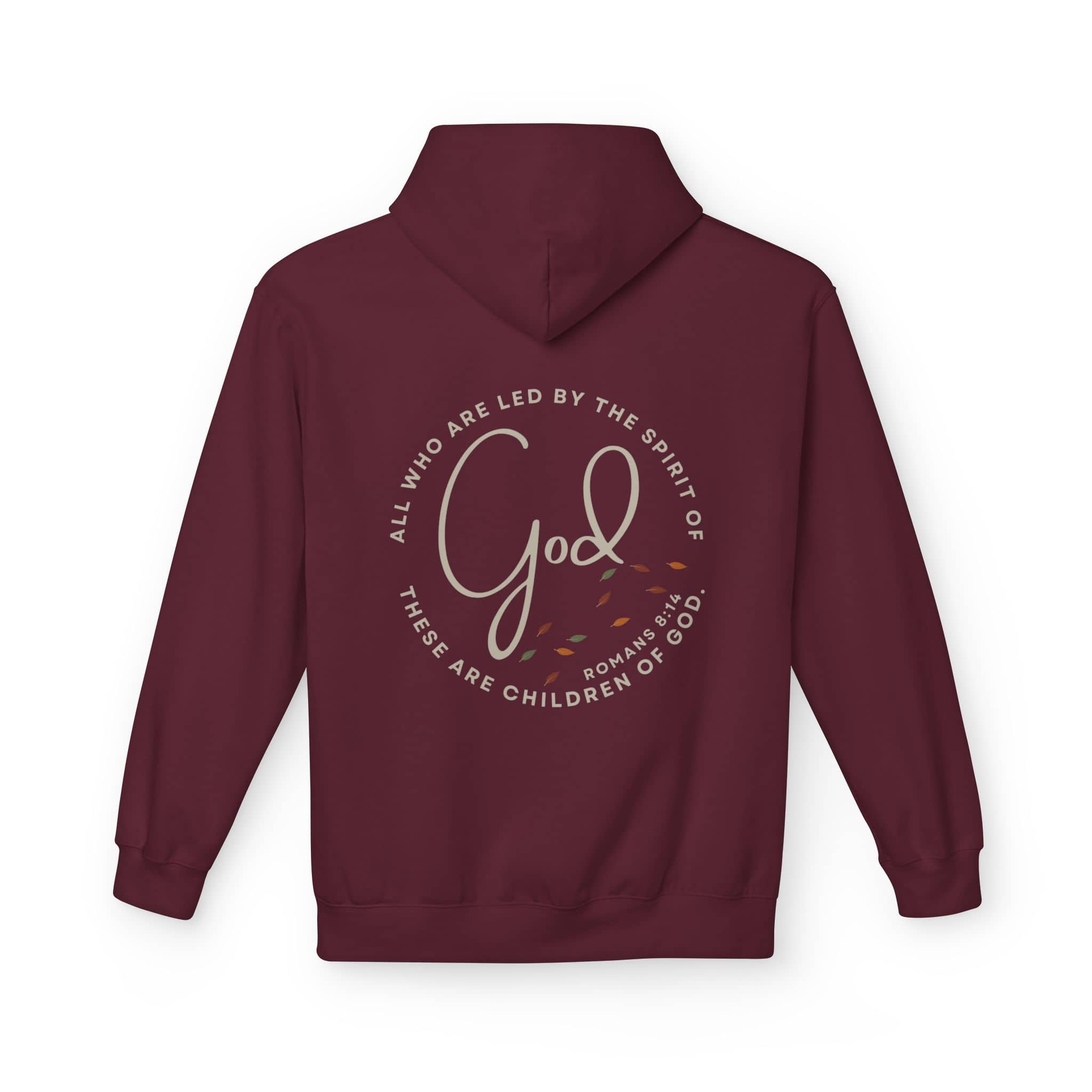 Spirit of God Lead Me sweatshirt in burgundy with inspirational quote on the back
